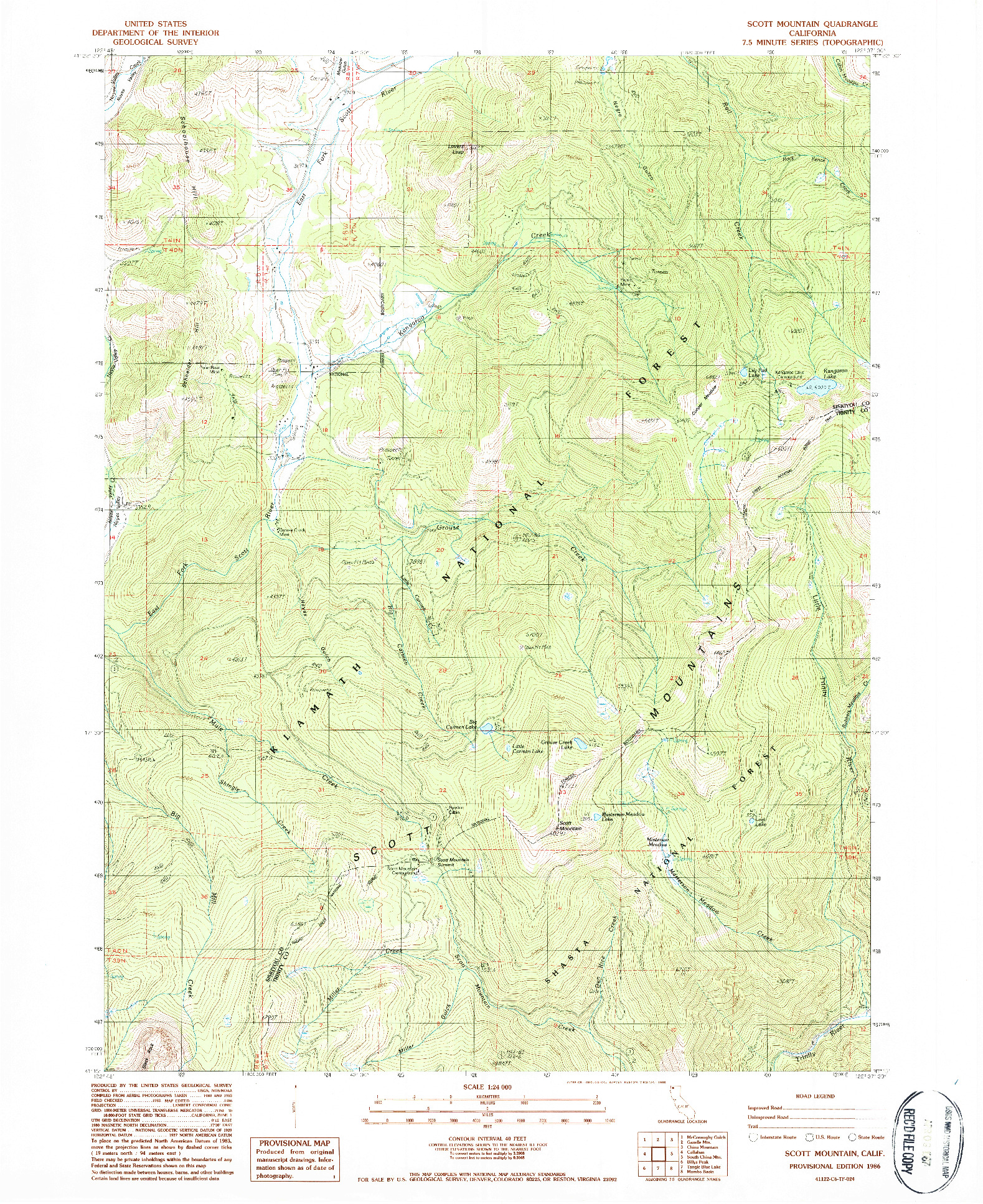 USGS 1:24000-SCALE QUADRANGLE FOR SCOTT MOUNTAIN, CA 1986