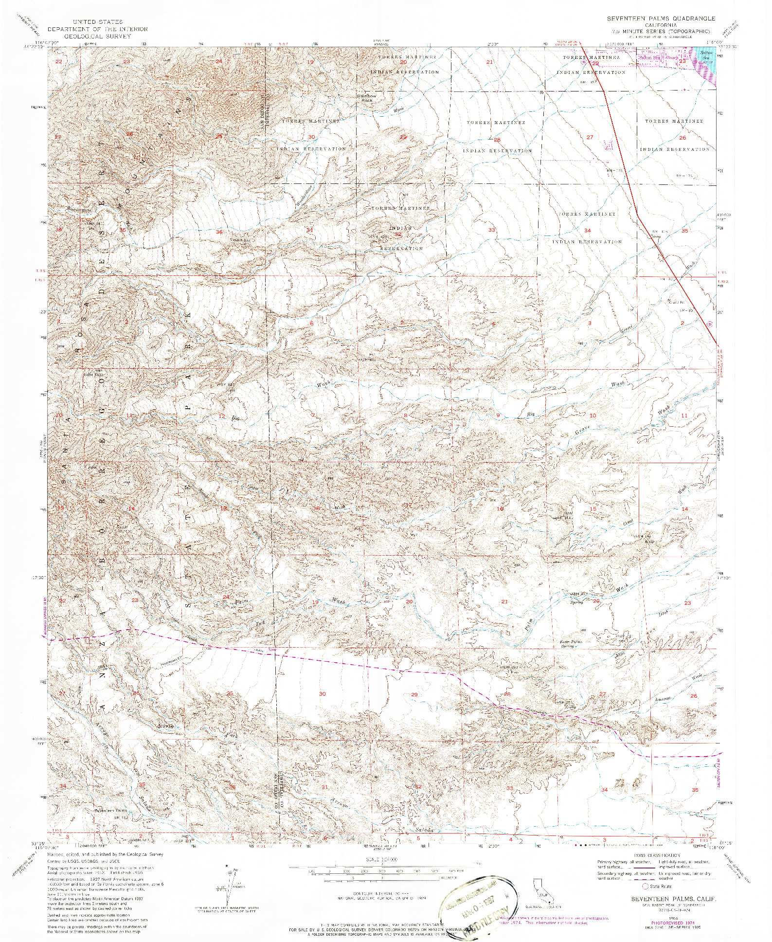 USGS 1:24000-SCALE QUADRANGLE FOR SEVENTEEN PALMS, CA 1956