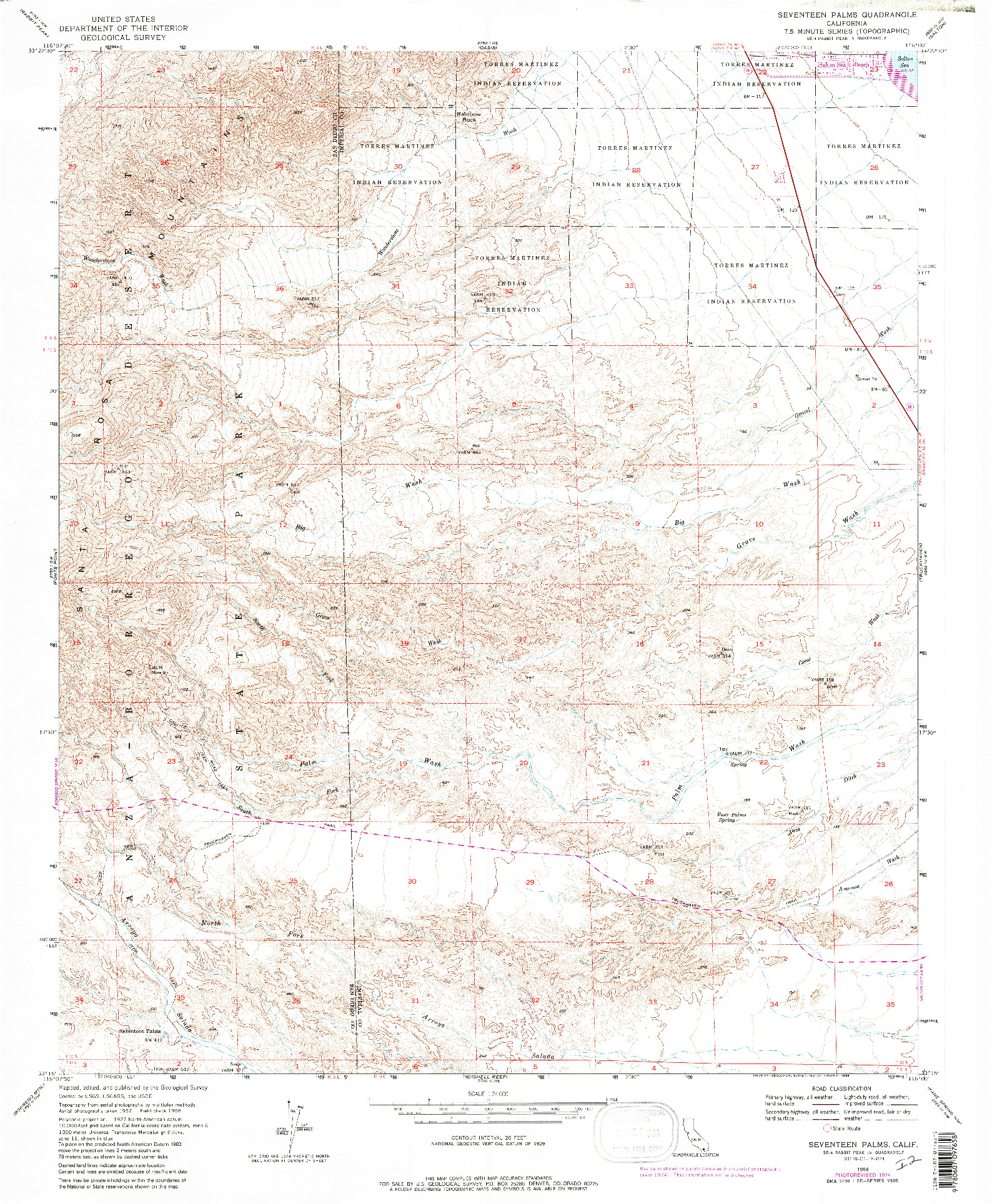 USGS 1:24000-SCALE QUADRANGLE FOR SEVENTEEN PALMS, CA 1956