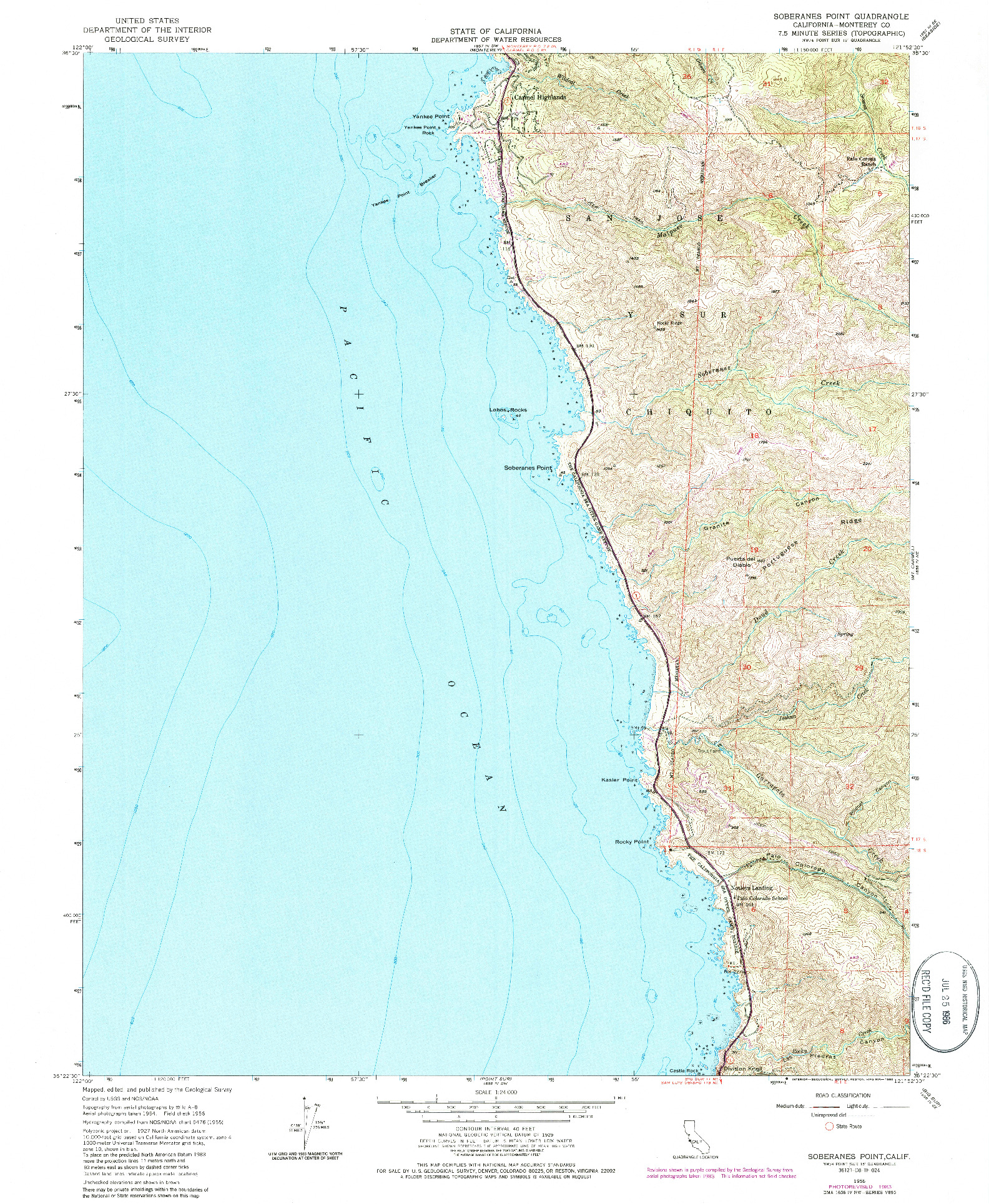 USGS 1:24000-SCALE QUADRANGLE FOR SOBERANES POINT, CA 1956