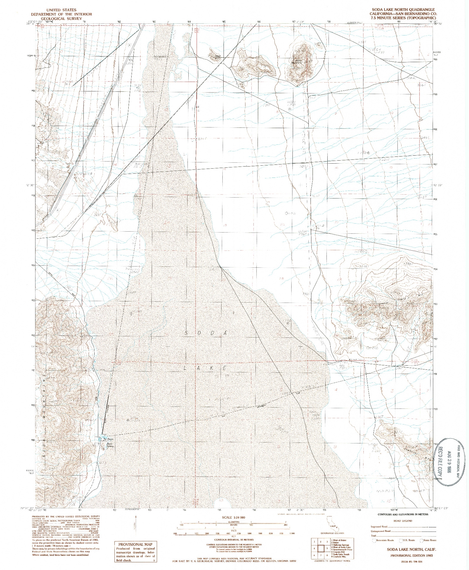 USGS 1:24000-SCALE QUADRANGLE FOR SODA LAKE NORTH, CA 1983