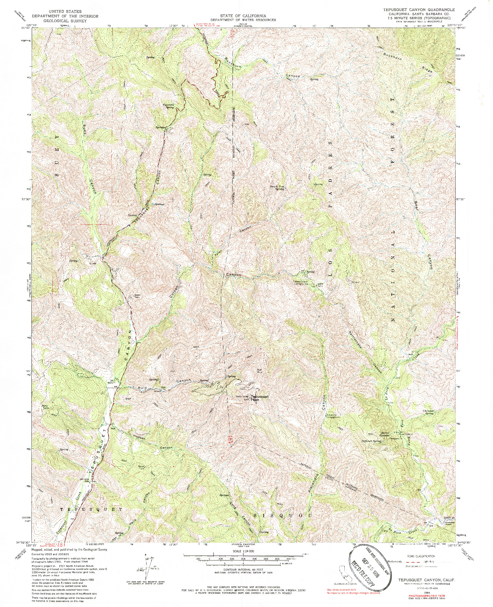 USGS 1:24000-SCALE QUADRANGLE FOR TEPUSQUET CANYON, CA 1964