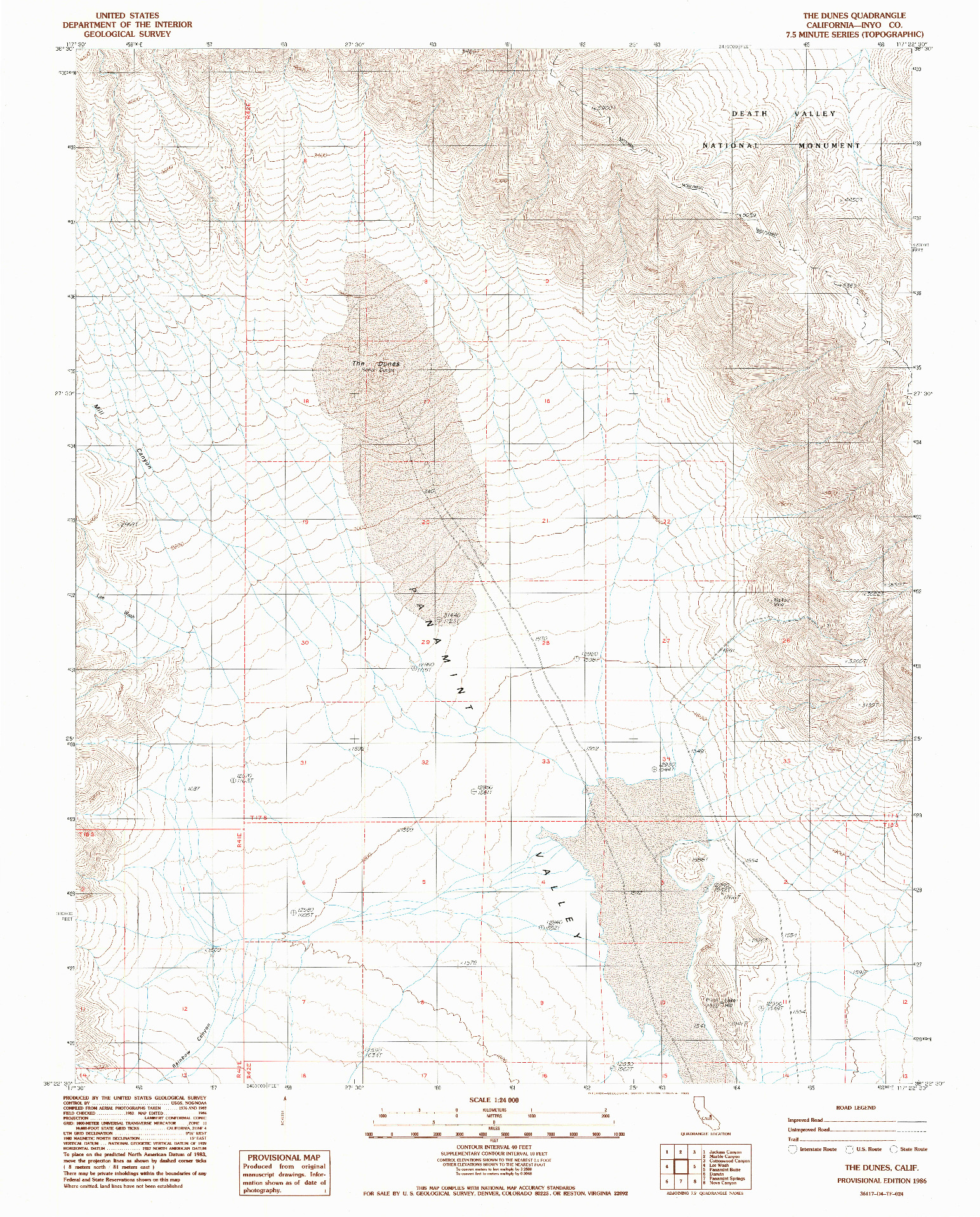 USGS 1:24000-SCALE QUADRANGLE FOR THE DUNES, CA 1986