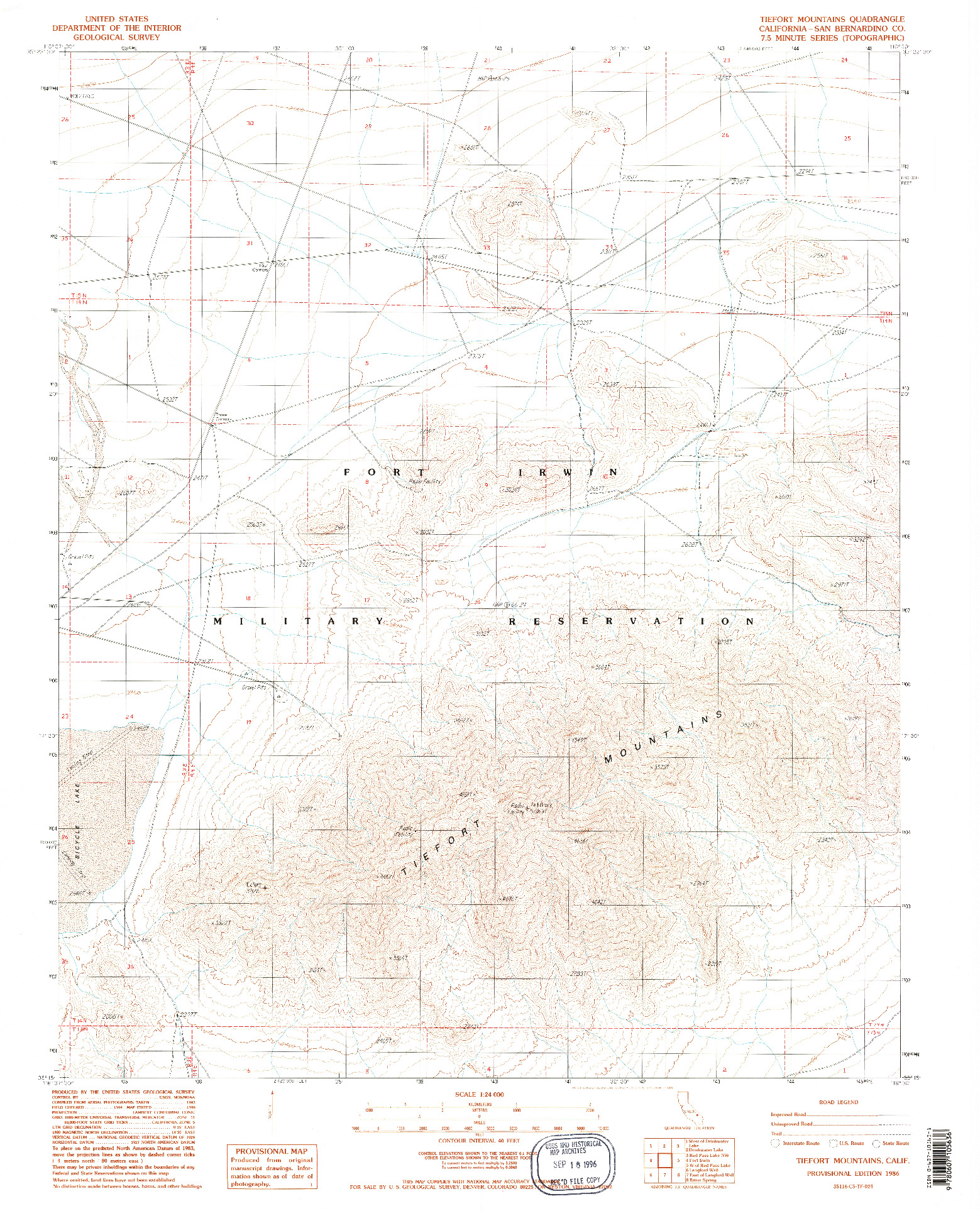 USGS 1:24000-SCALE QUADRANGLE FOR TIEFORT MOUNTAINS, CA 1986