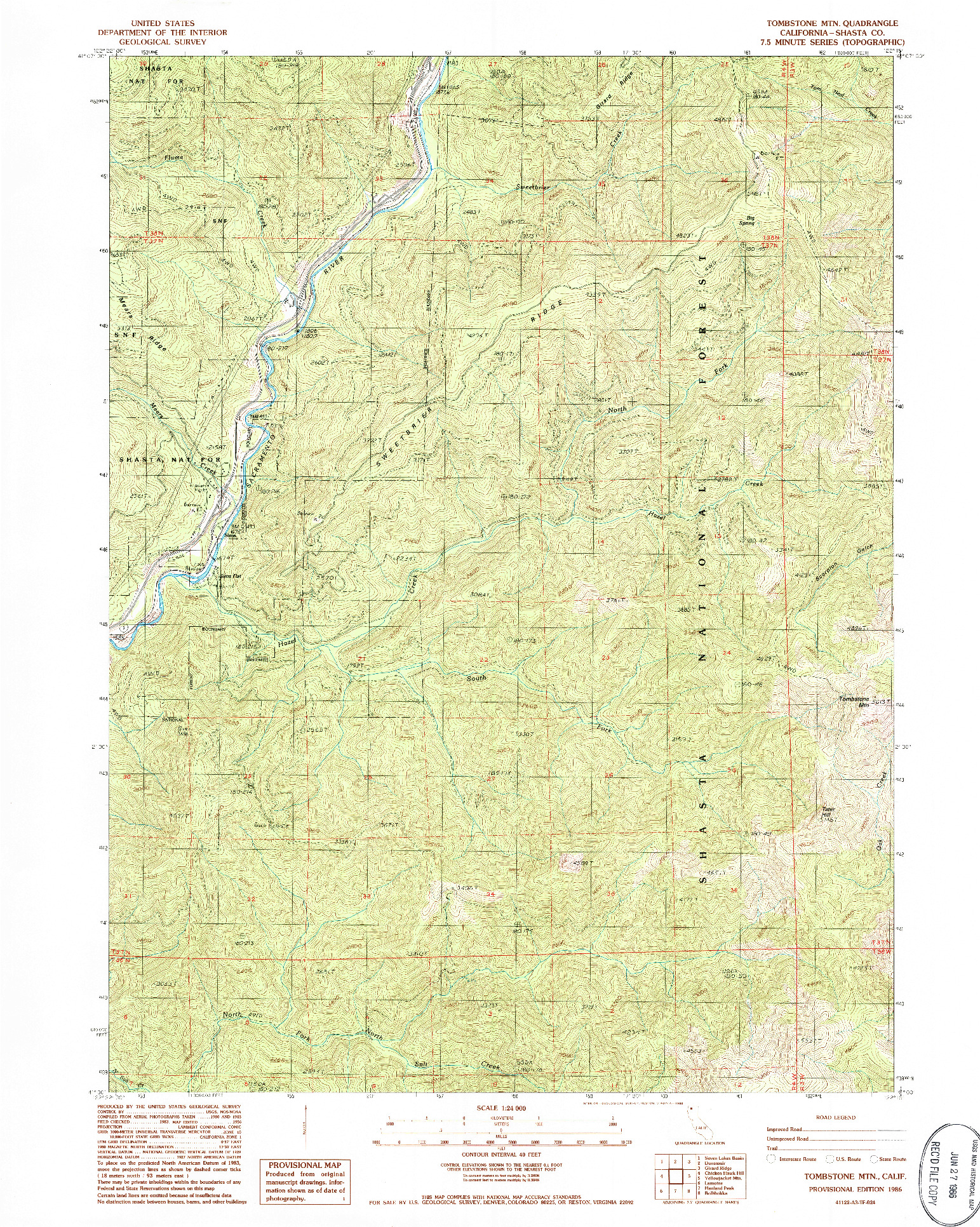 USGS 1:24000-SCALE QUADRANGLE FOR TOMBSTONE MTN, CA 1986