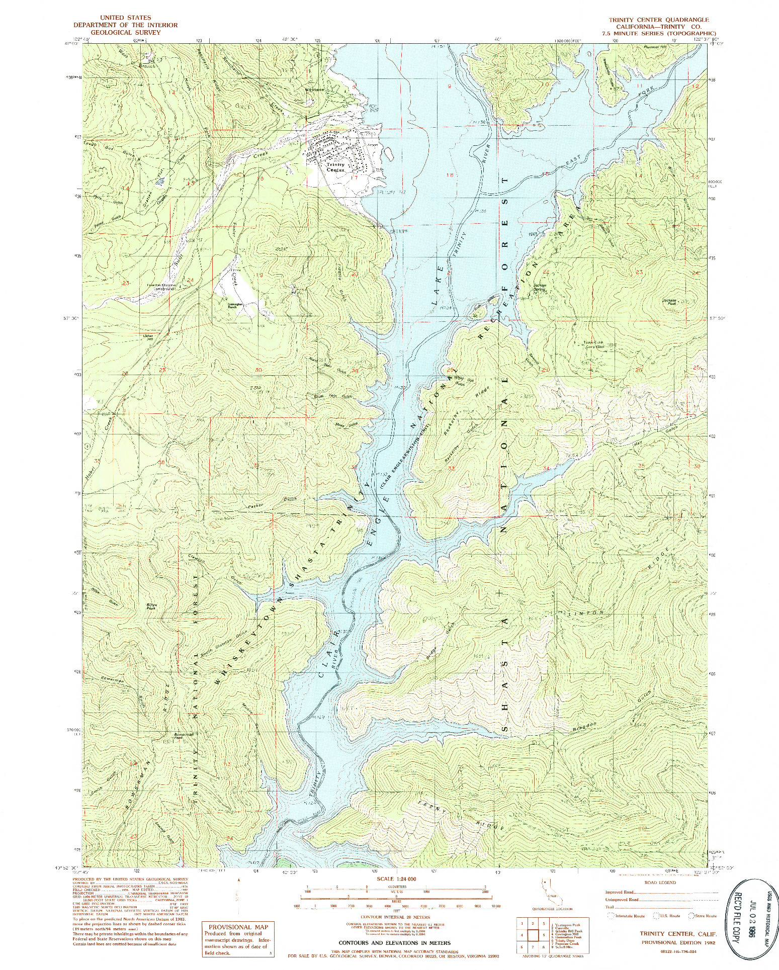 USGS 1:24000-SCALE QUADRANGLE FOR TRINITY CENTER, CA 1982