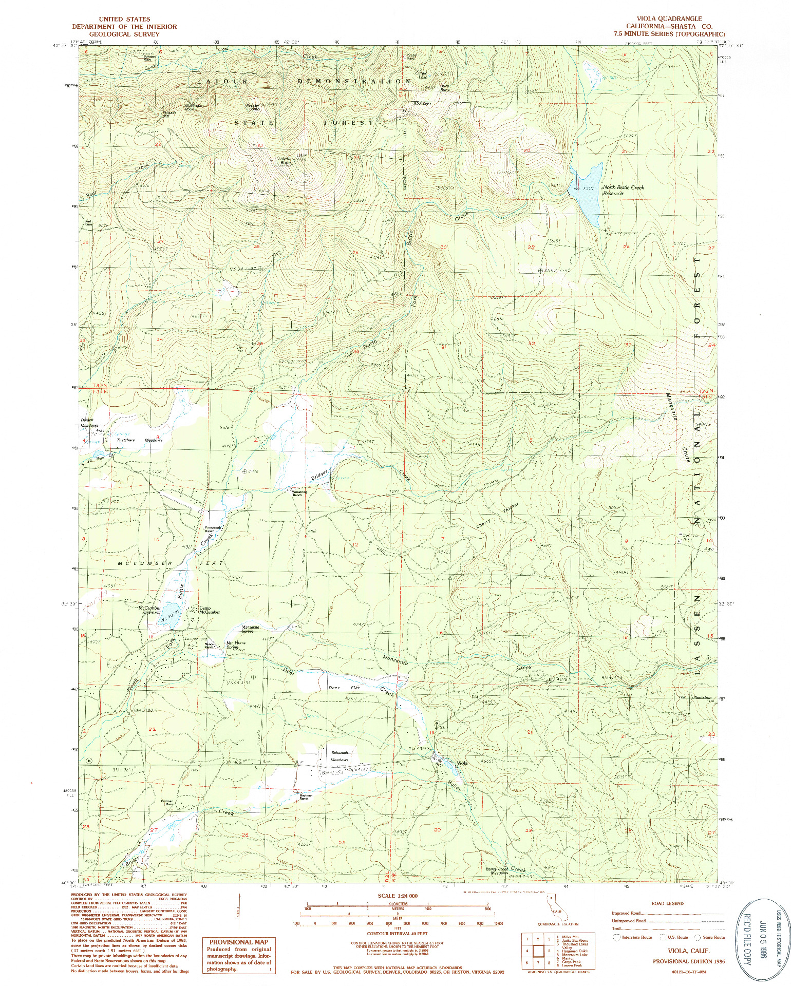 USGS 1:24000-SCALE QUADRANGLE FOR VIOLA, CA 1986