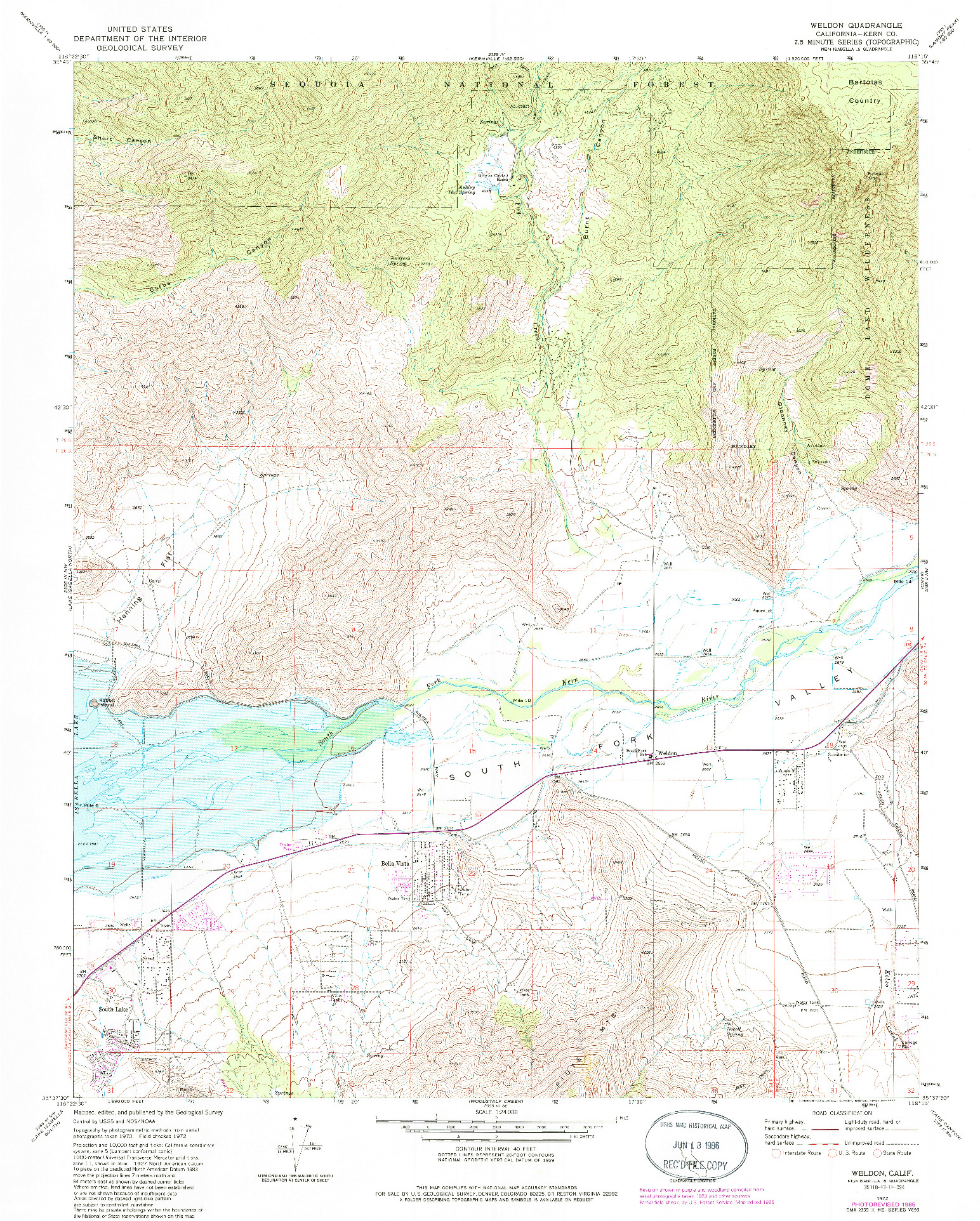 USGS 1:24000-SCALE QUADRANGLE FOR WELDON, CA 1972