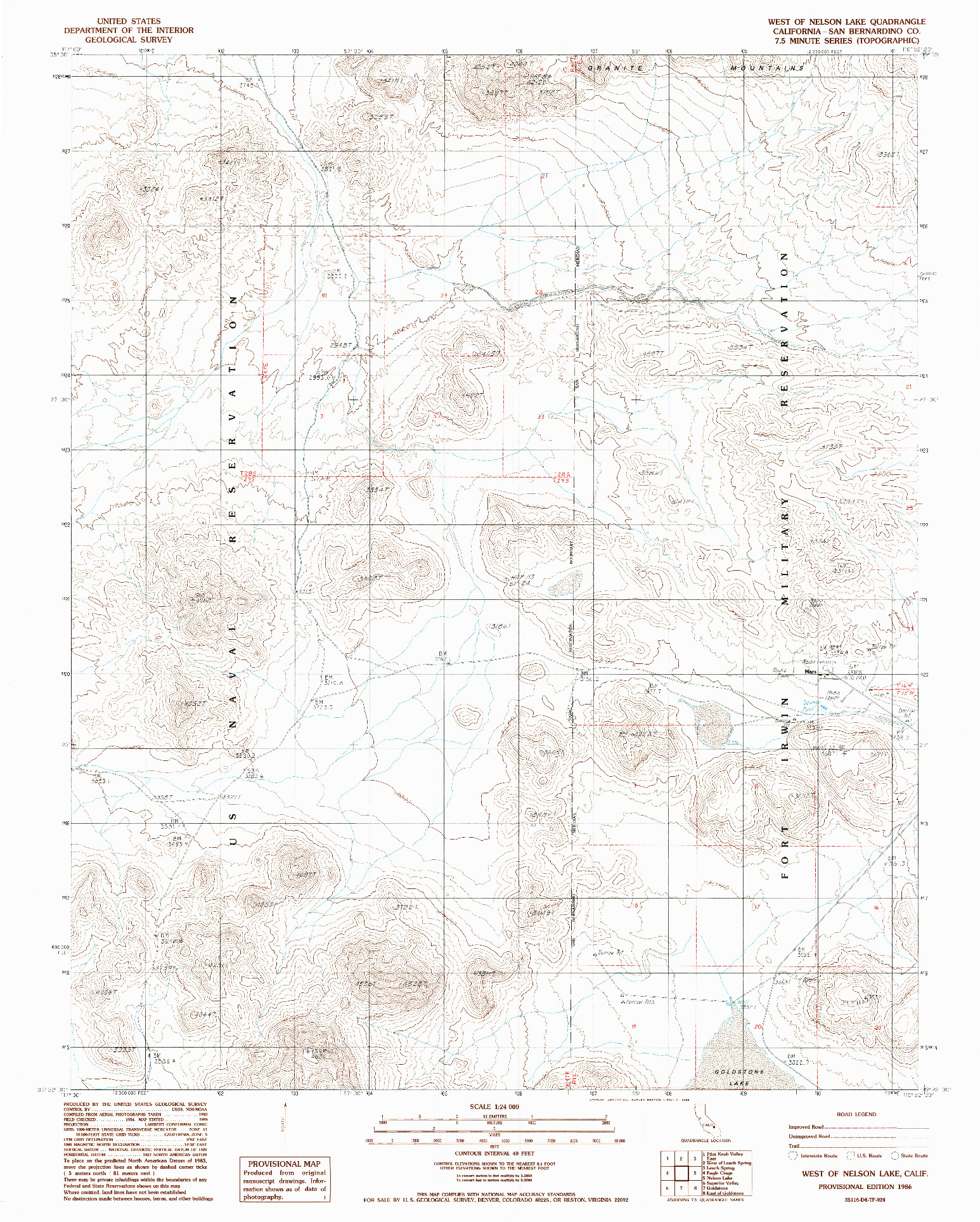 USGS 1:24000-SCALE QUADRANGLE FOR WEST OF NELSON LAKE, CA 1986