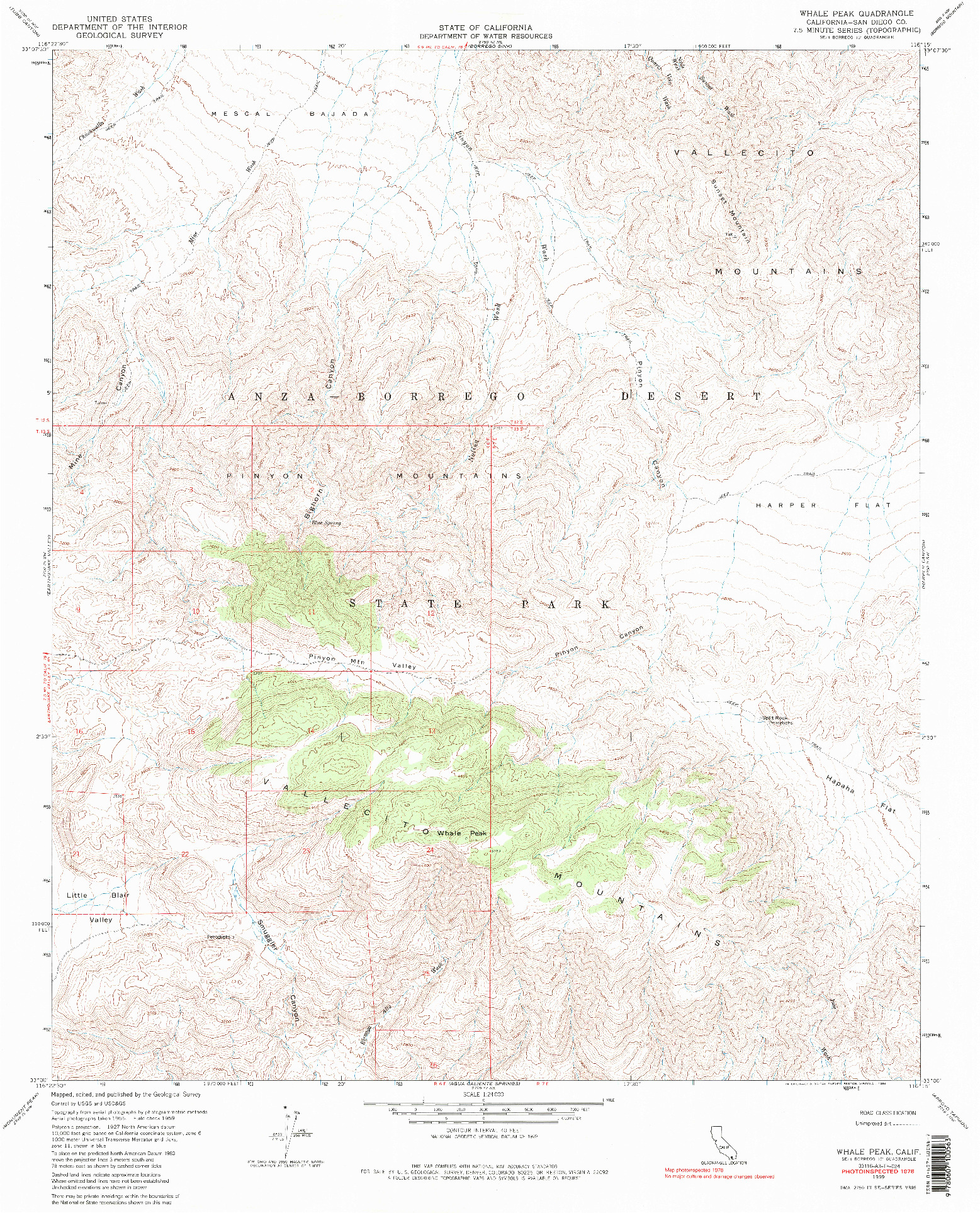 USGS 1:24000-SCALE QUADRANGLE FOR WHALE PEAK, CA 1959