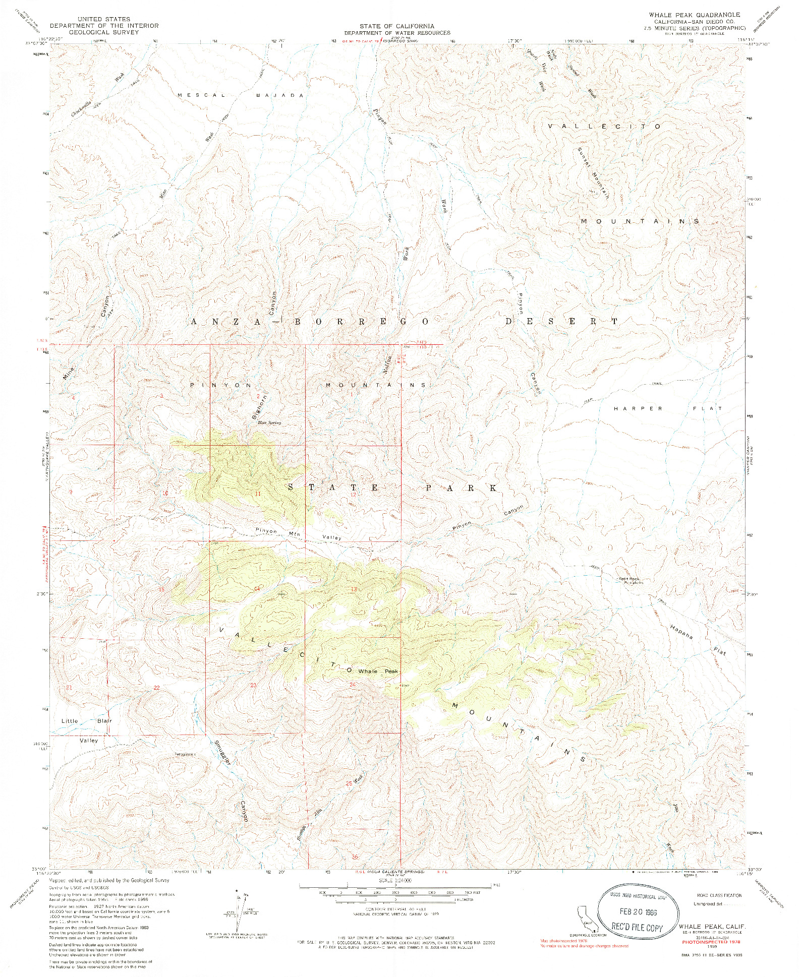 USGS 1:24000-SCALE QUADRANGLE FOR WHALE PEAK, CA 1959
