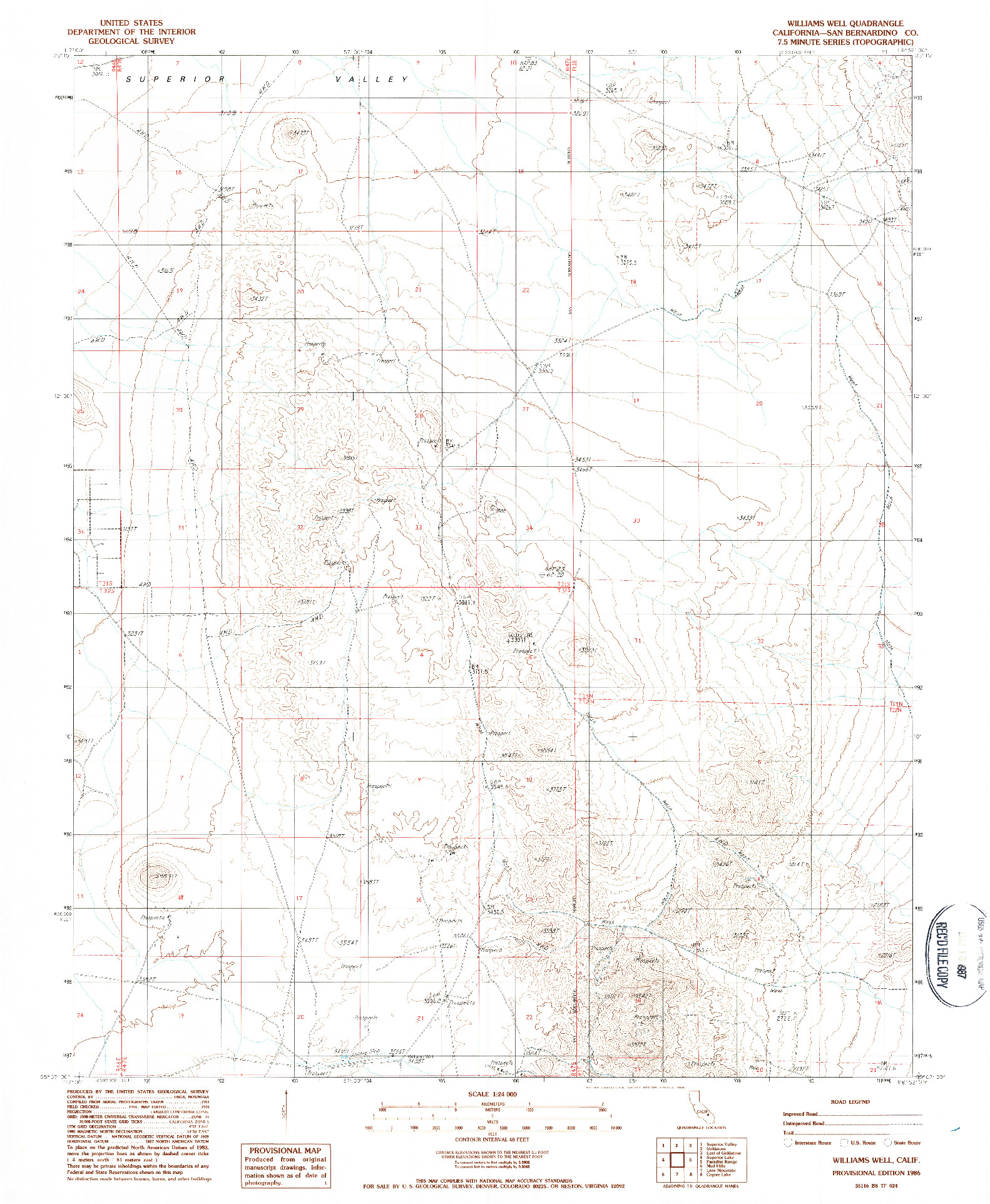 USGS 1:24000-SCALE QUADRANGLE FOR WILLIAMS WELL, CA 1986