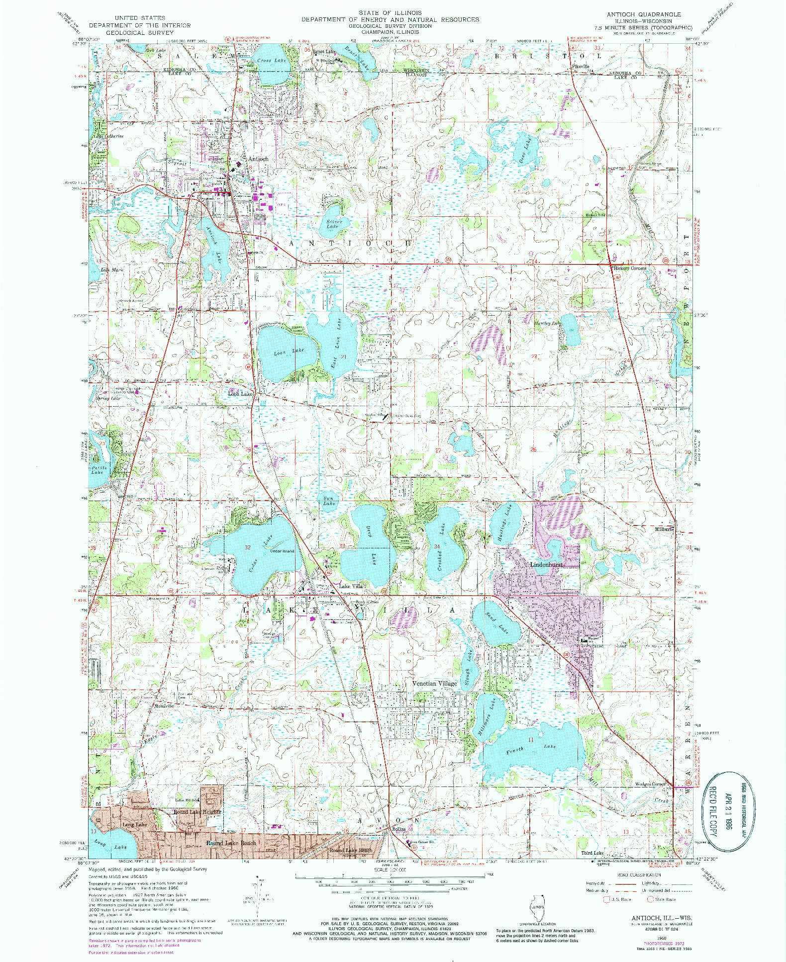 USGS 1:24000-SCALE QUADRANGLE FOR ANTIOCH, IL 1960