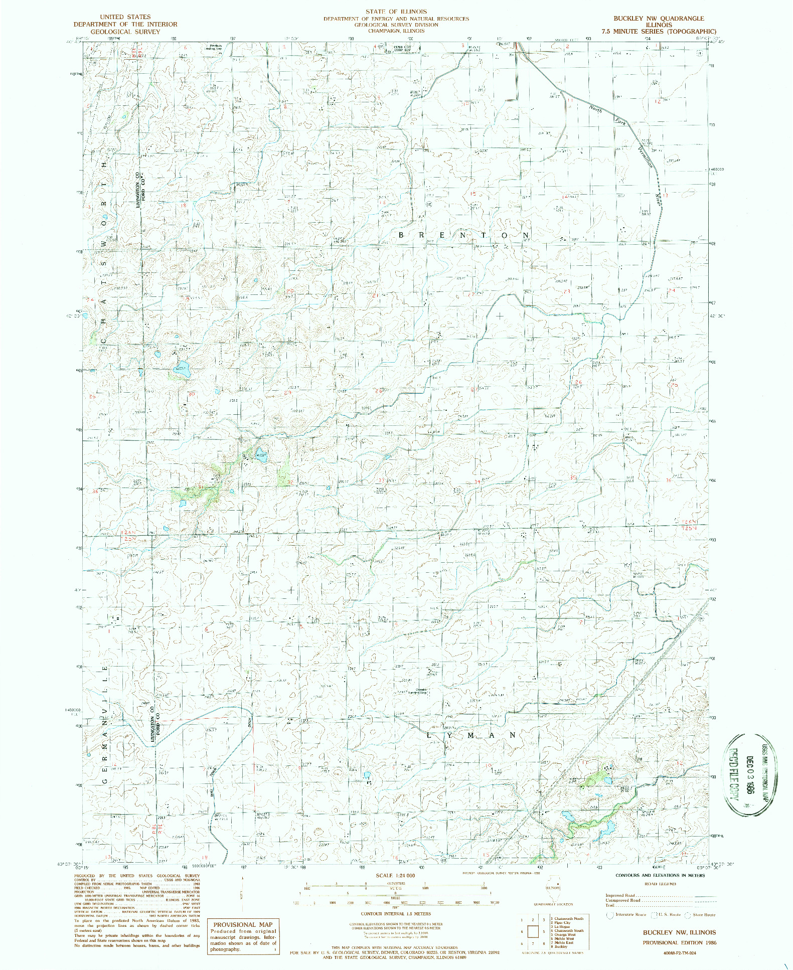 USGS 1:24000-SCALE QUADRANGLE FOR BUCKLEY NW, IL 1986