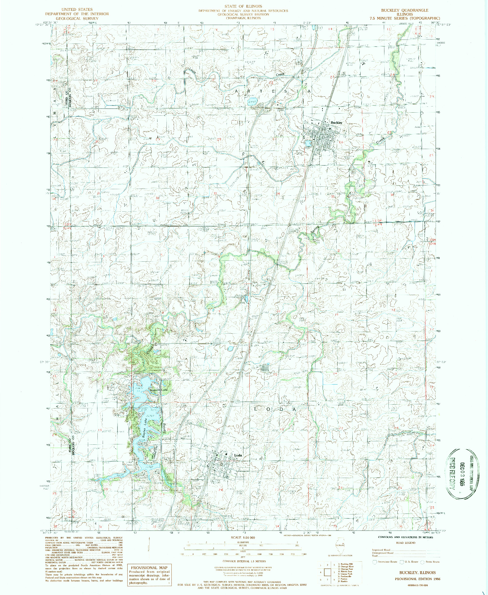 USGS 1:24000-SCALE QUADRANGLE FOR BUCKLEY, IL 1986