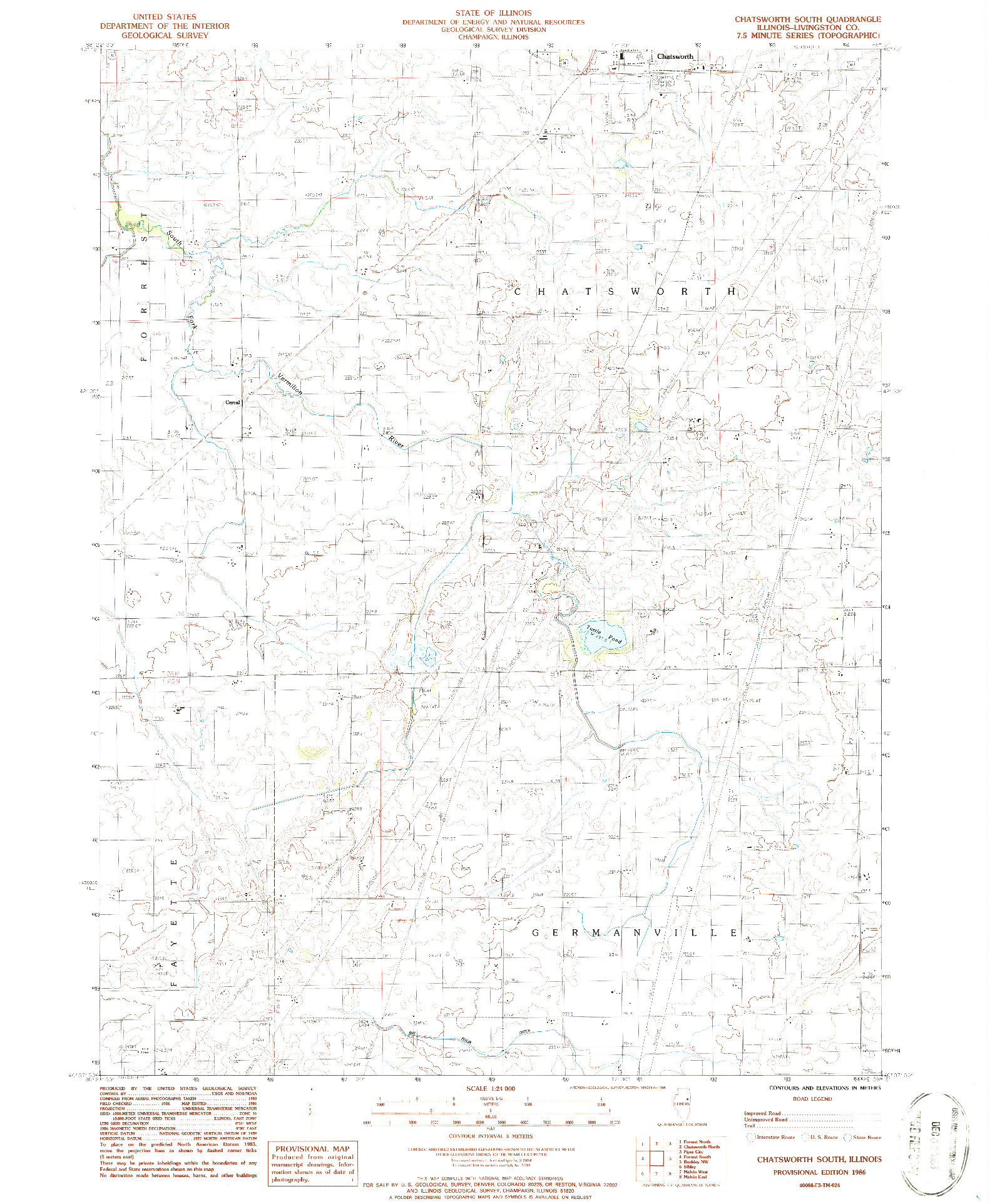 USGS 1:24000-SCALE QUADRANGLE FOR CHADSWORTH SOUTH, IL 1986