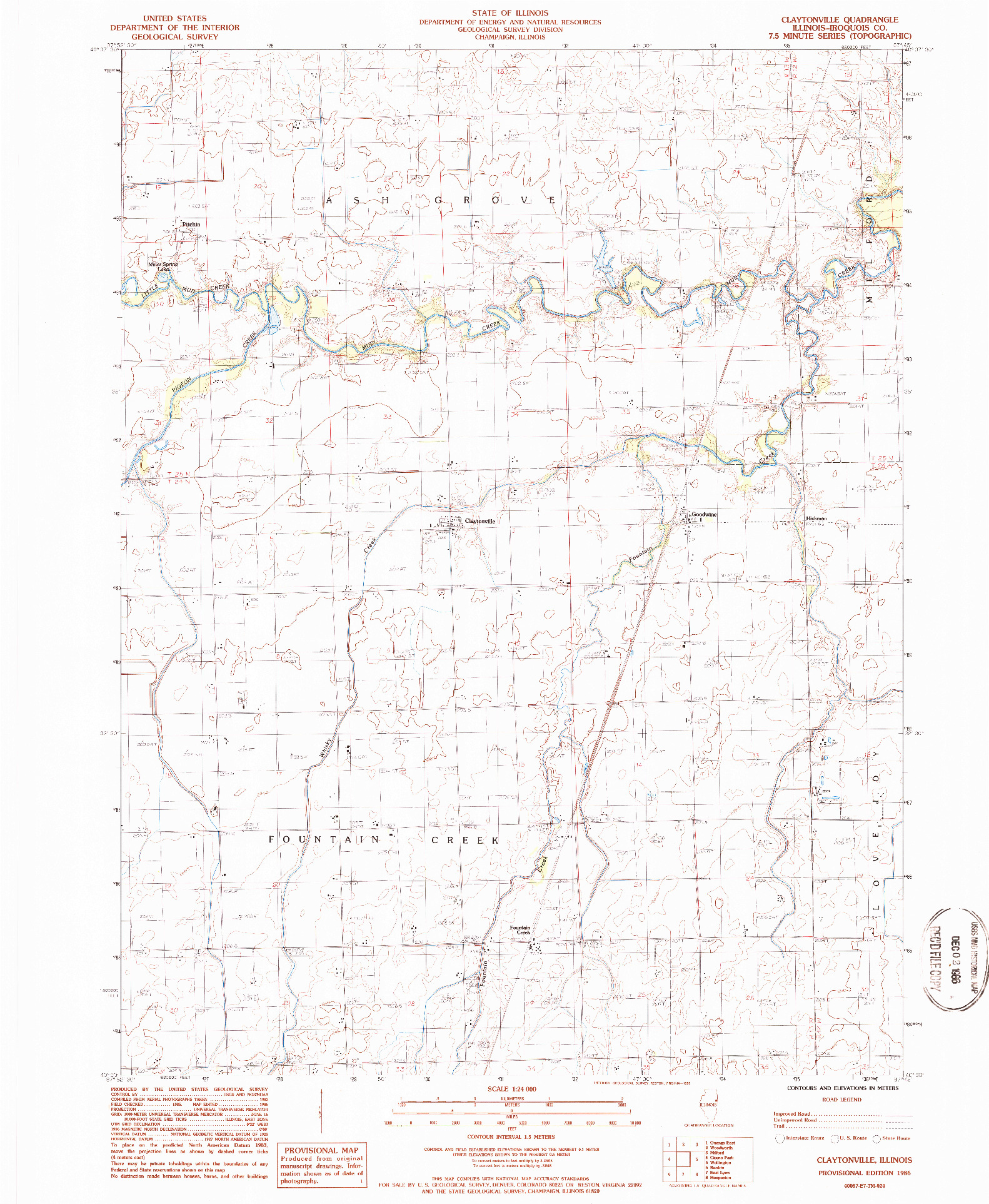 USGS 1:24000-SCALE QUADRANGLE FOR CLAYTONVILLE, IL 1986