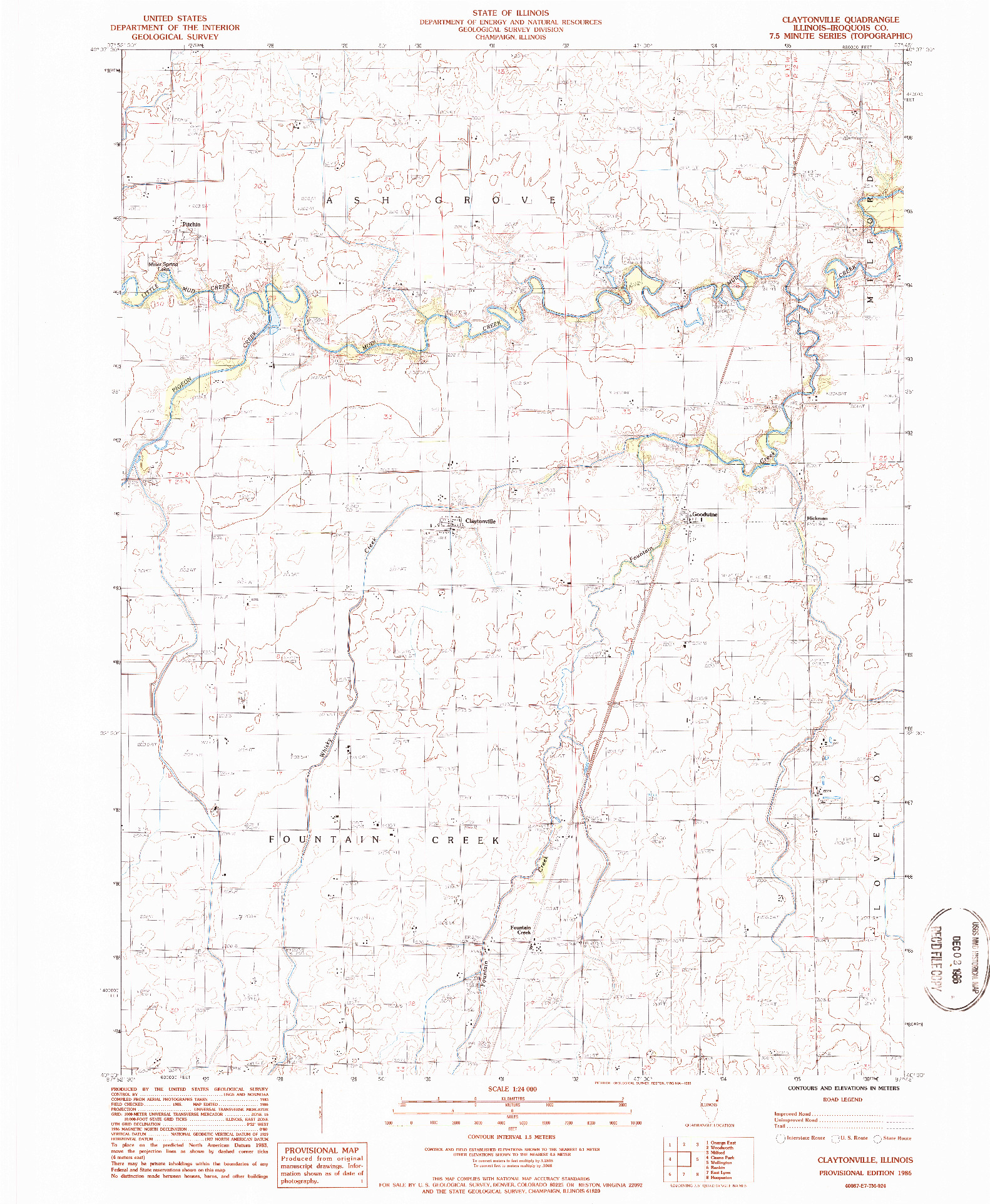 USGS 1:24000-SCALE QUADRANGLE FOR CLAYTONVILLE, IL 1986