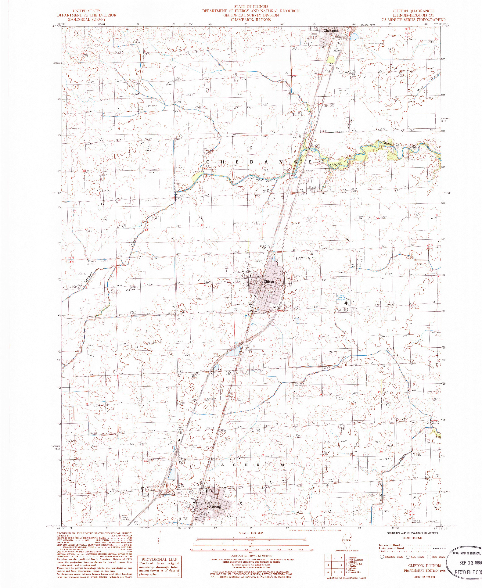 USGS 1:24000-SCALE QUADRANGLE FOR CLIFTON, IL 1986