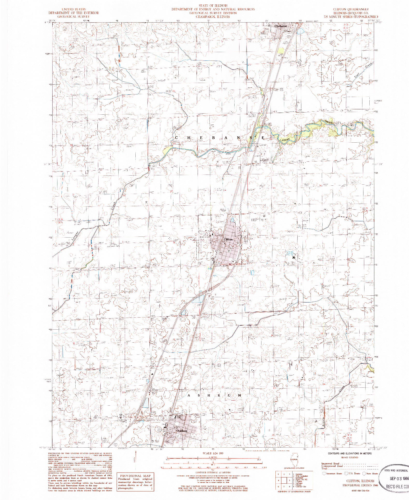 USGS 1:24000-SCALE QUADRANGLE FOR CLIFTON, IL 1986