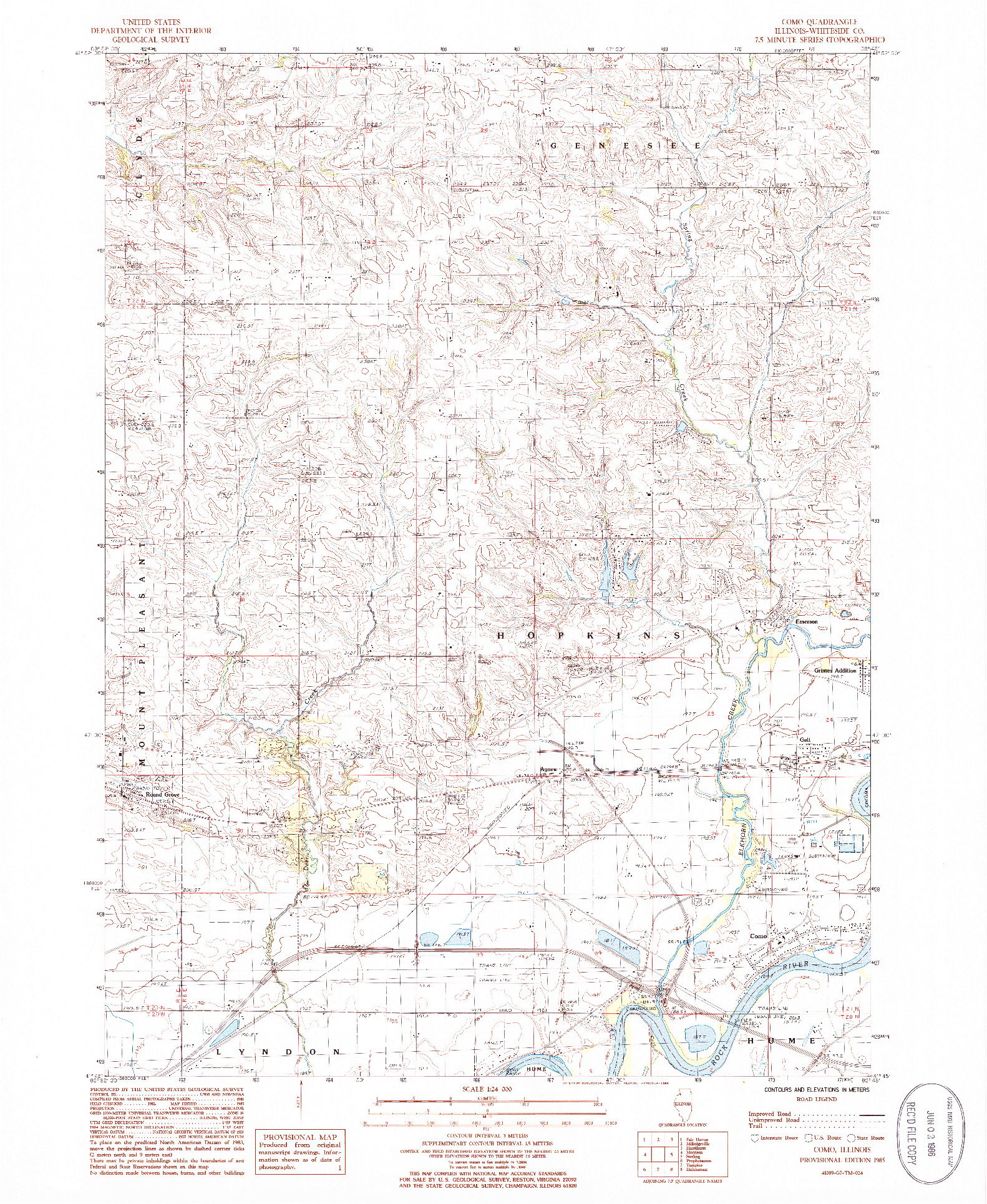 USGS 1:24000-SCALE QUADRANGLE FOR COMO, IL 1985