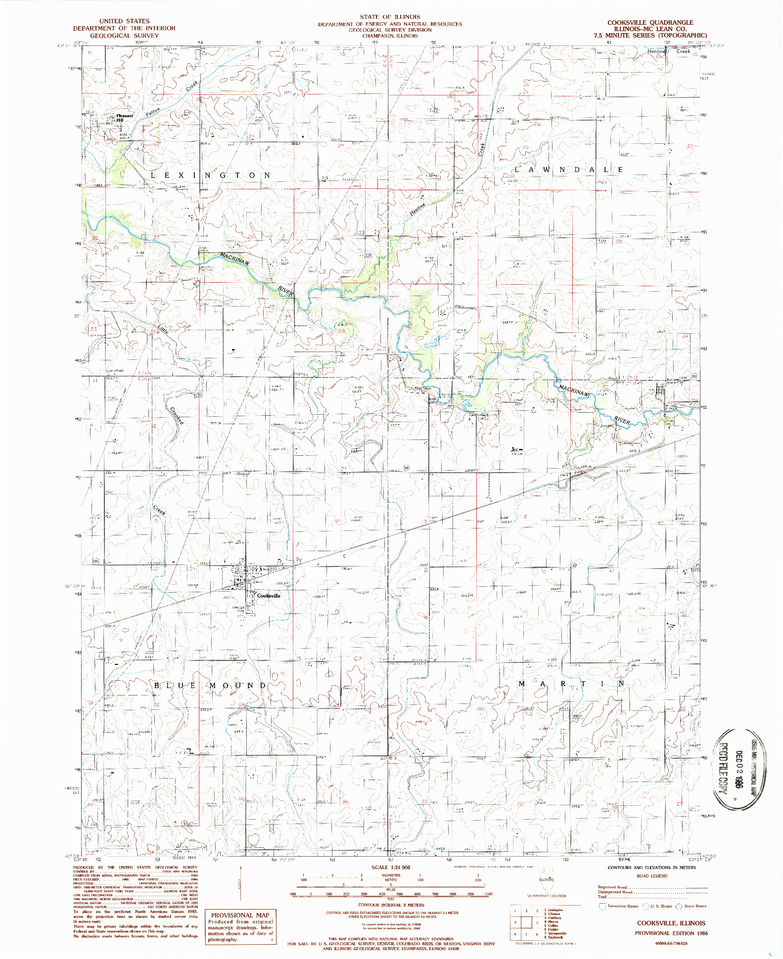 USGS 1:24000-SCALE QUADRANGLE FOR COOKSVILLE, IL 1986