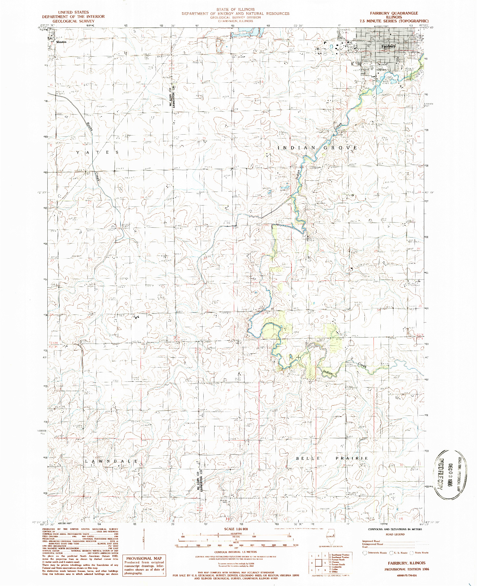 USGS 1:24000-SCALE QUADRANGLE FOR FAIRBURY, IL 1986