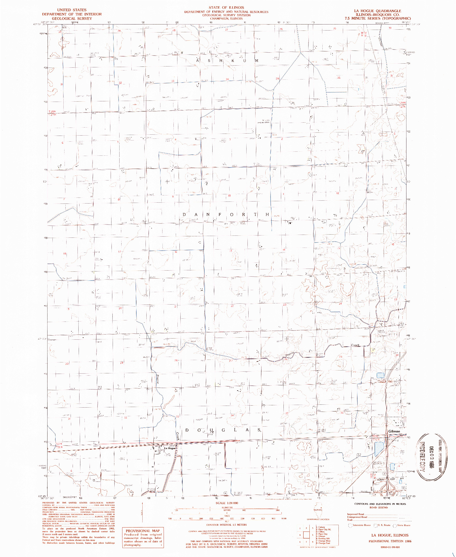 USGS 1:24000-SCALE QUADRANGLE FOR LA HOGUE, IL 1986