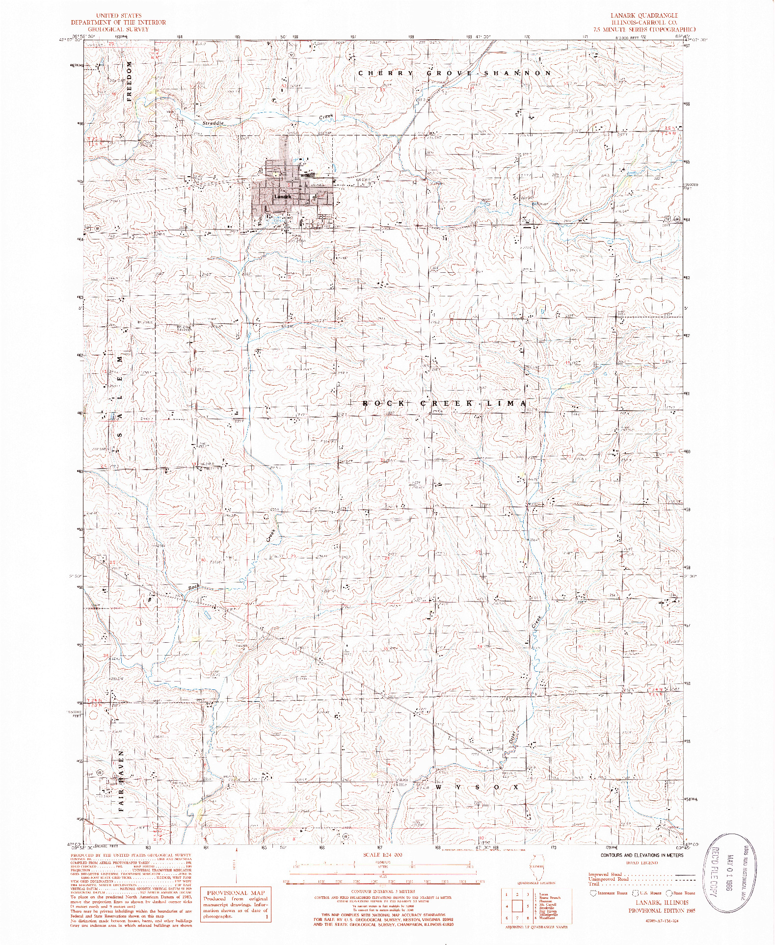 USGS 1:24000-SCALE QUADRANGLE FOR LANARK, IL 1985