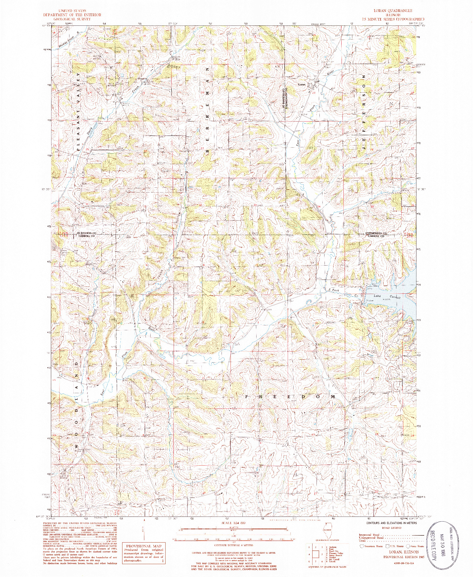 USGS 1:24000-SCALE QUADRANGLE FOR LORAN, IL 1985