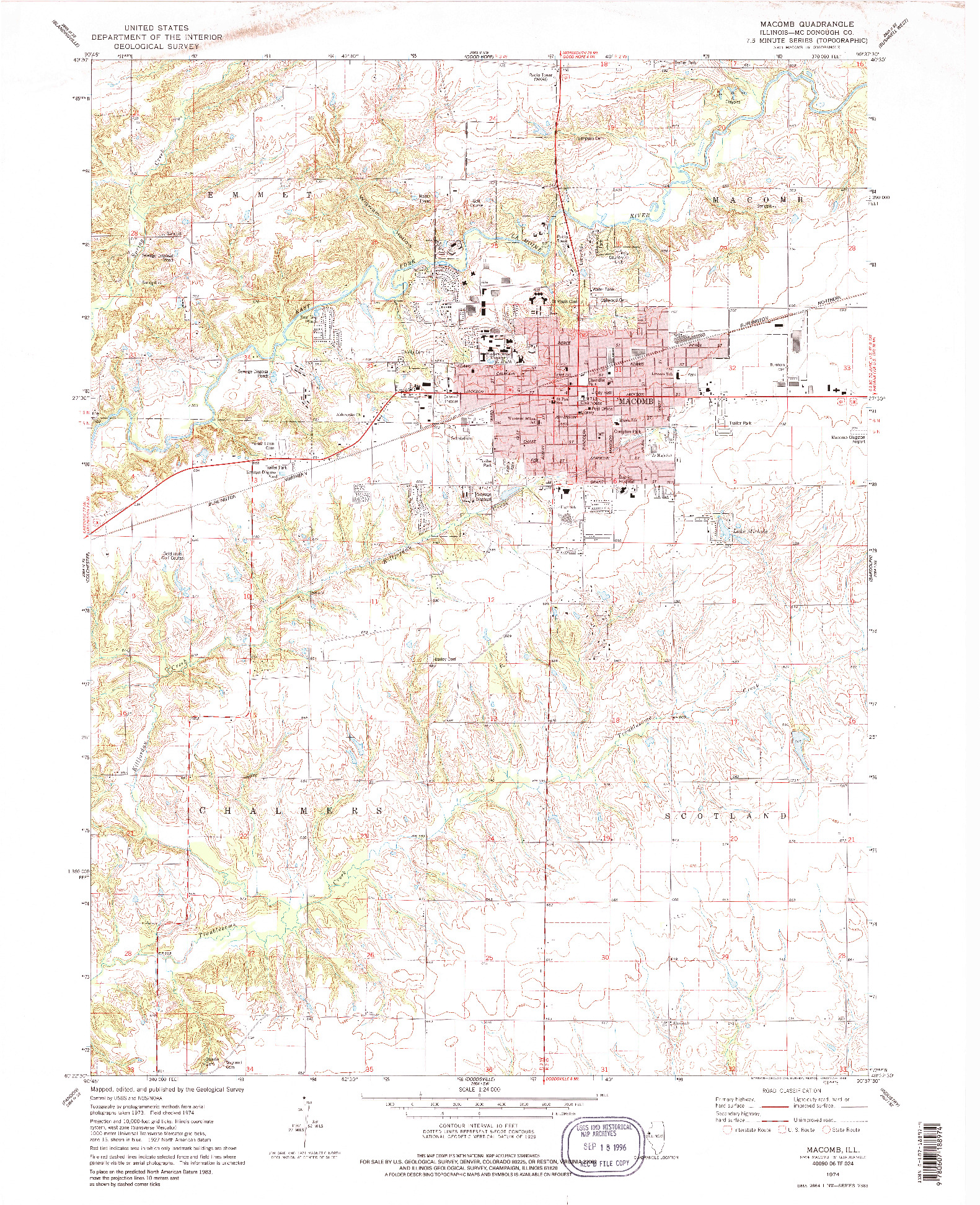 USGS 1:24000-SCALE QUADRANGLE FOR MACOMB, IL 1974