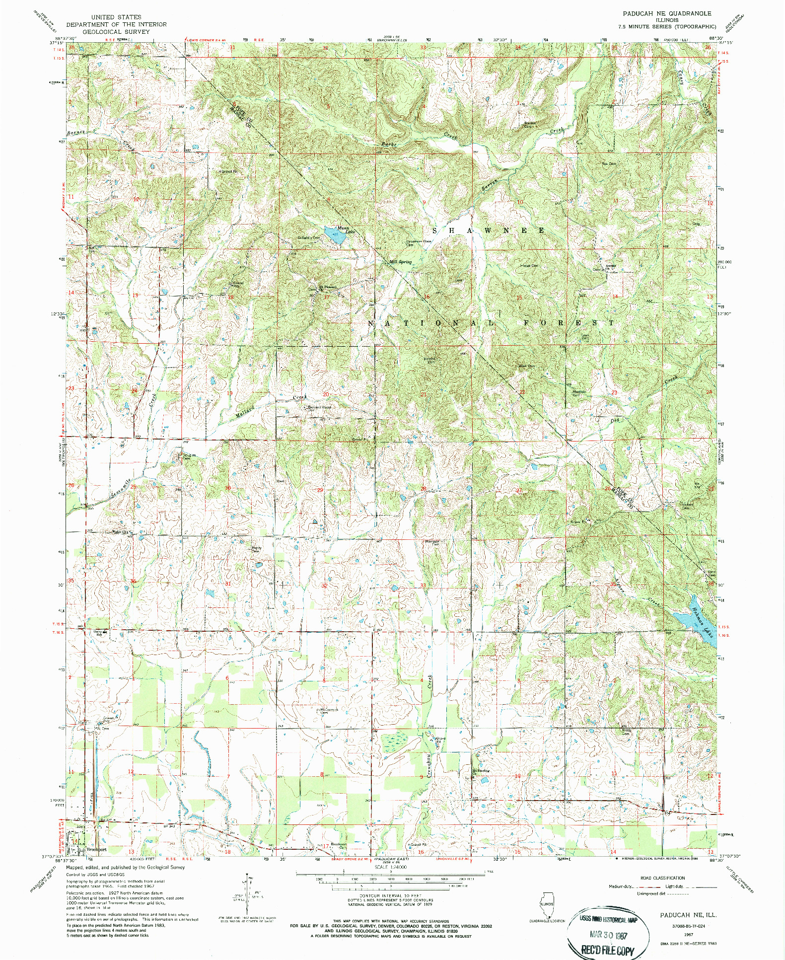 USGS 1:24000-SCALE QUADRANGLE FOR PADUCAH NE, IL 1967