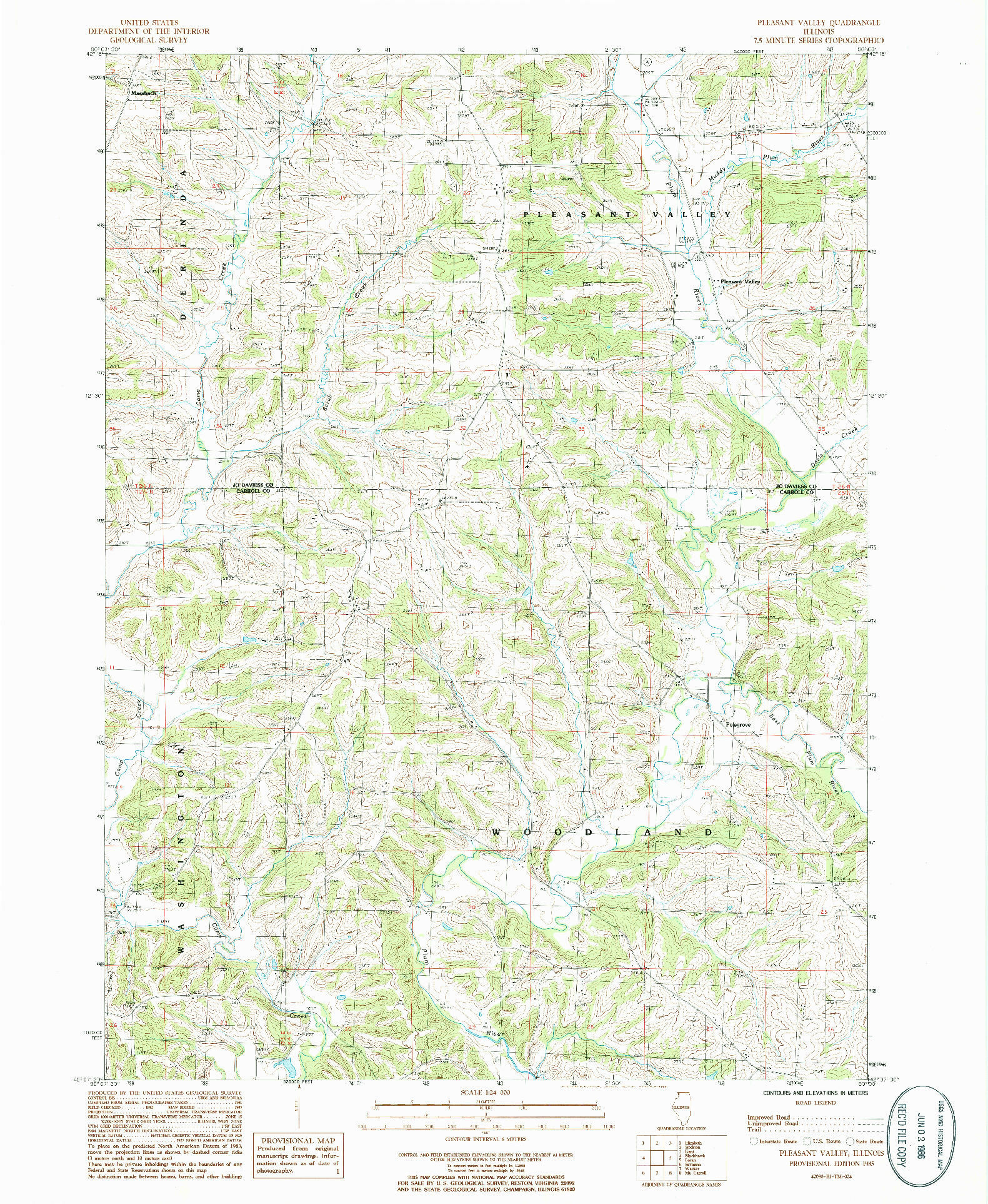 USGS 1:24000-SCALE QUADRANGLE FOR PLEASANT VALLEY, IL 1985