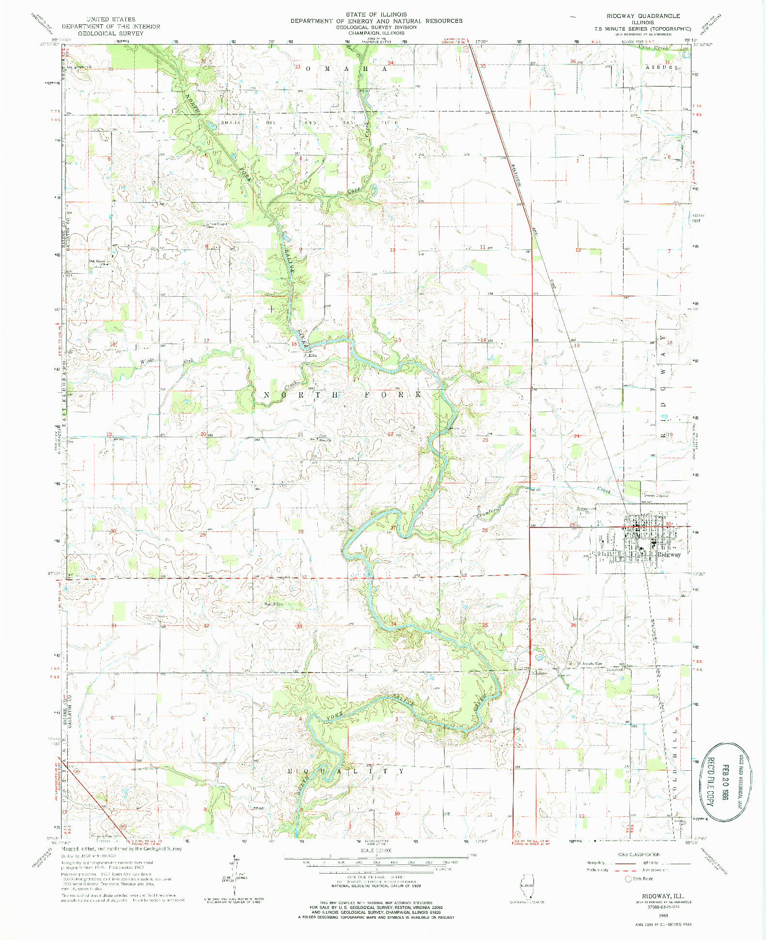 USGS 1:24000-SCALE QUADRANGLE FOR RIDGWAY, IL 1963