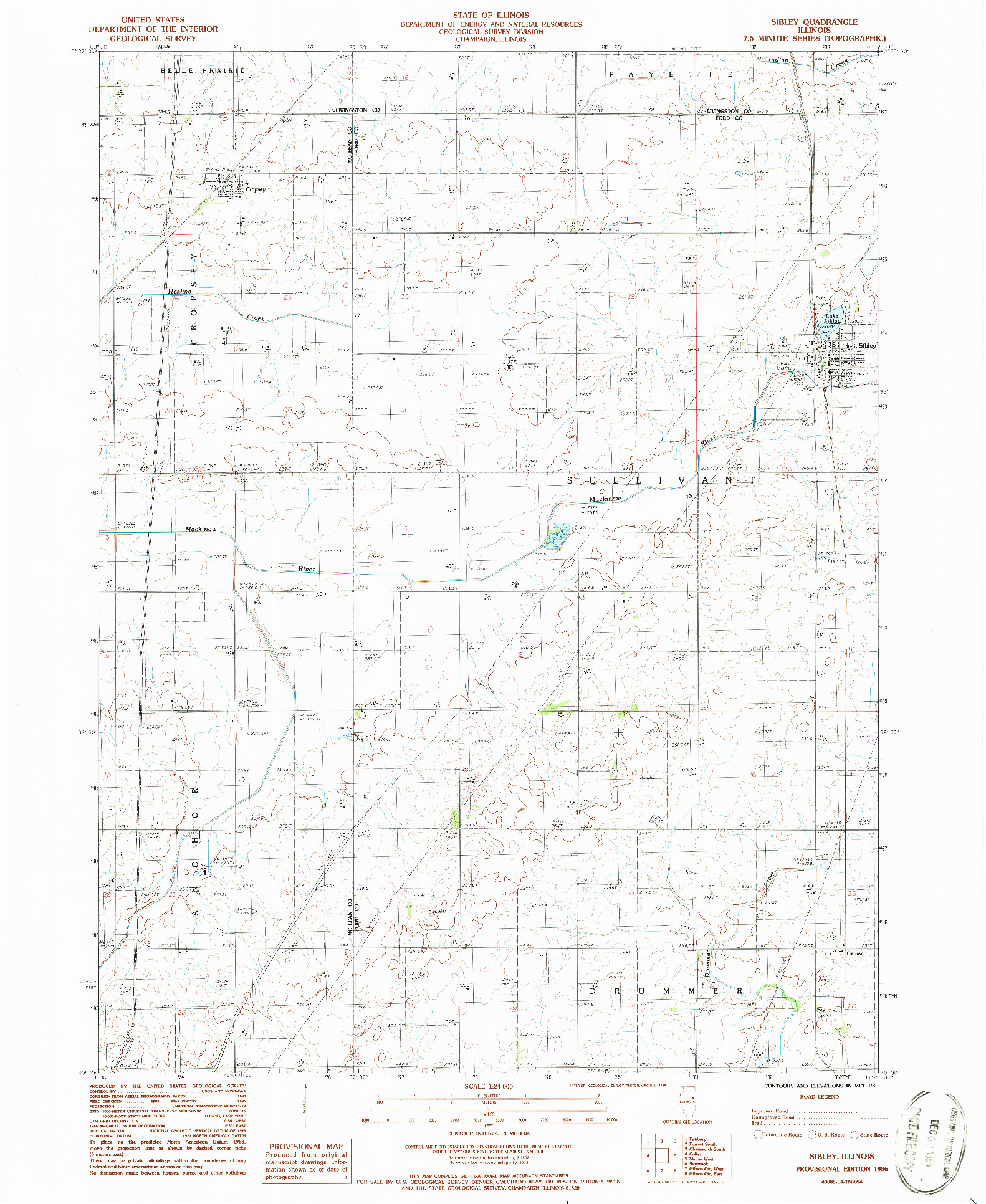 USGS 1:24000-SCALE QUADRANGLE FOR SIBLEY, IL 1986