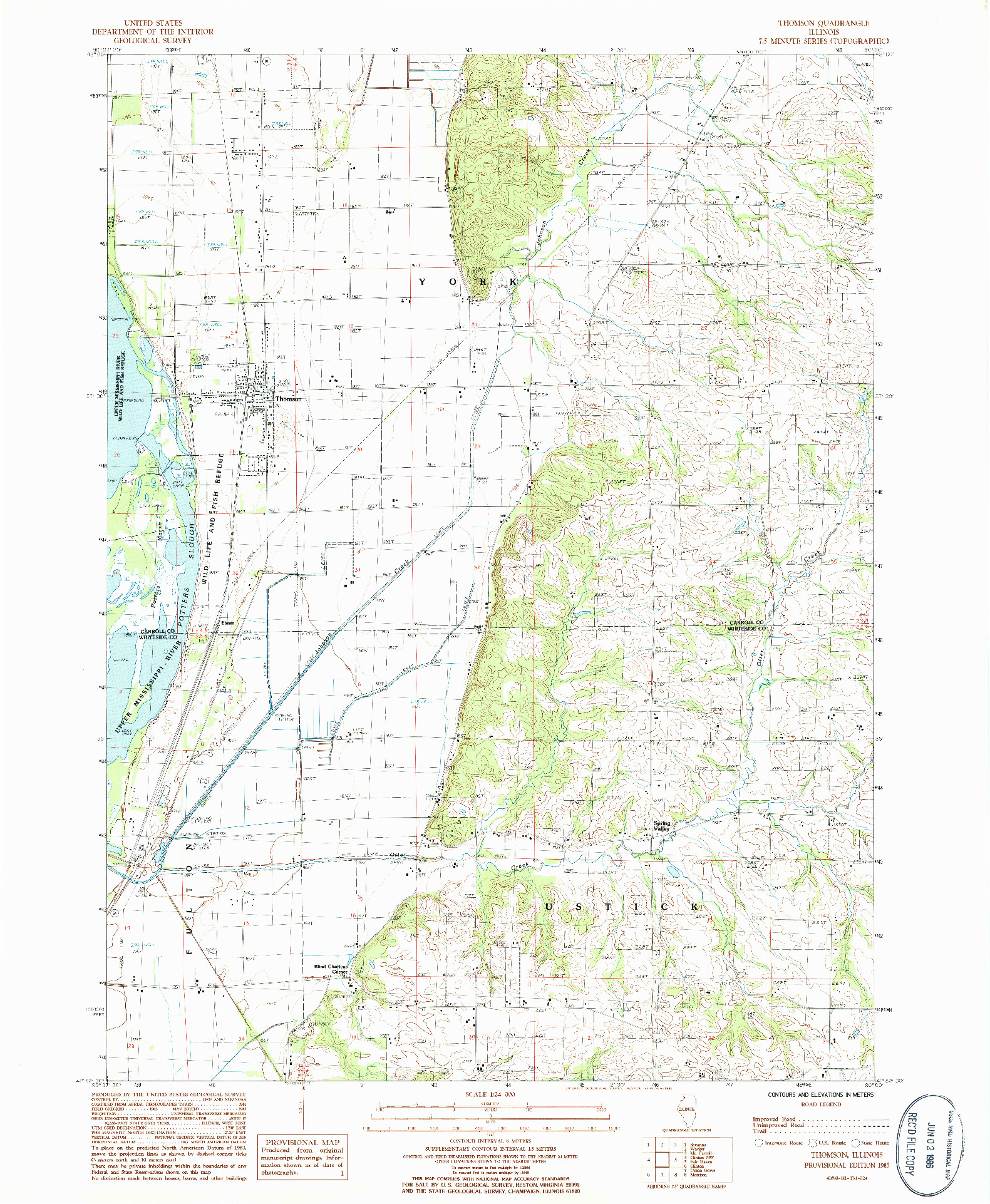 USGS 1:24000-SCALE QUADRANGLE FOR THOMSON, IL 1985