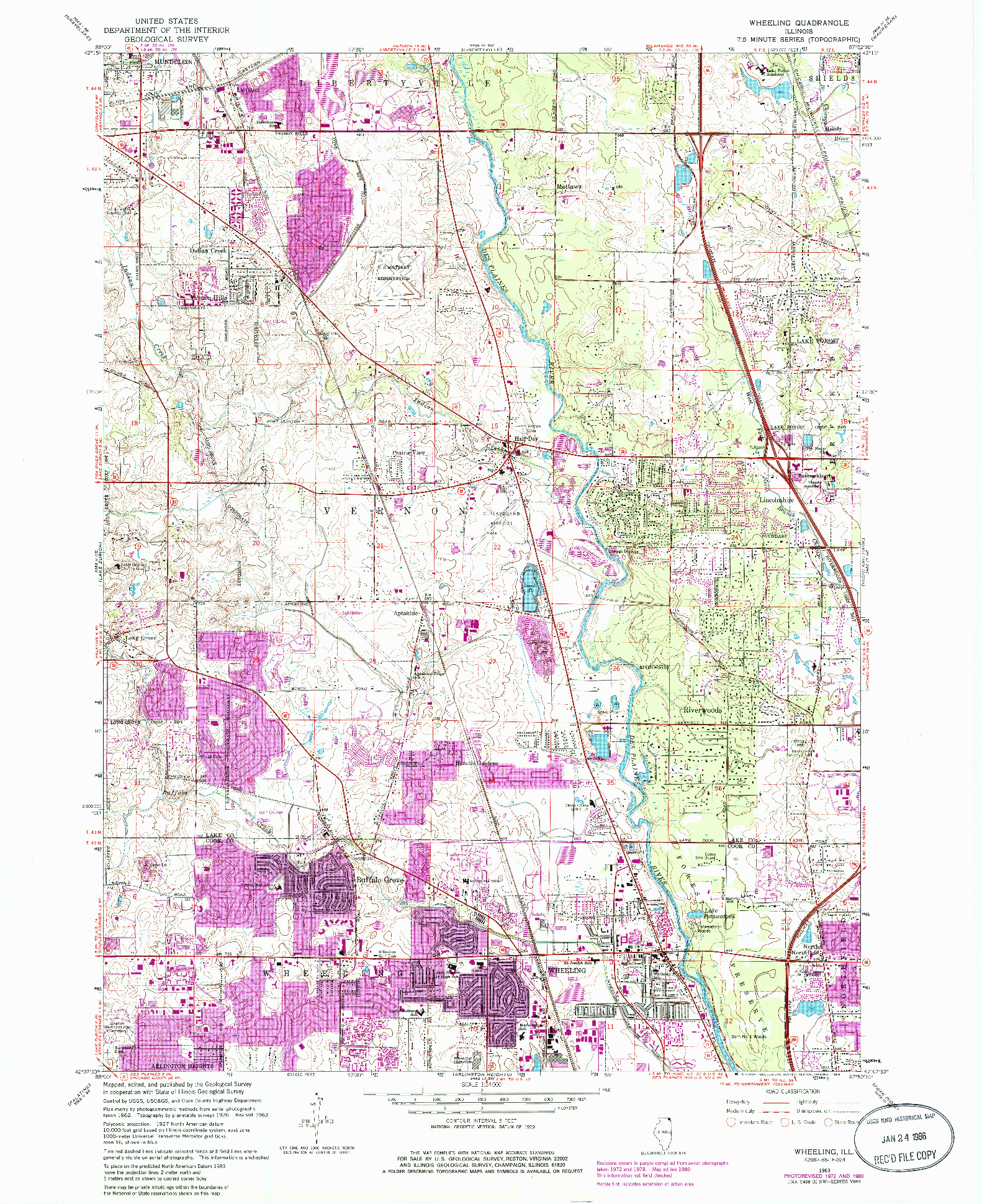 USGS 1:24000-SCALE QUADRANGLE FOR WHEELING, IL 1963