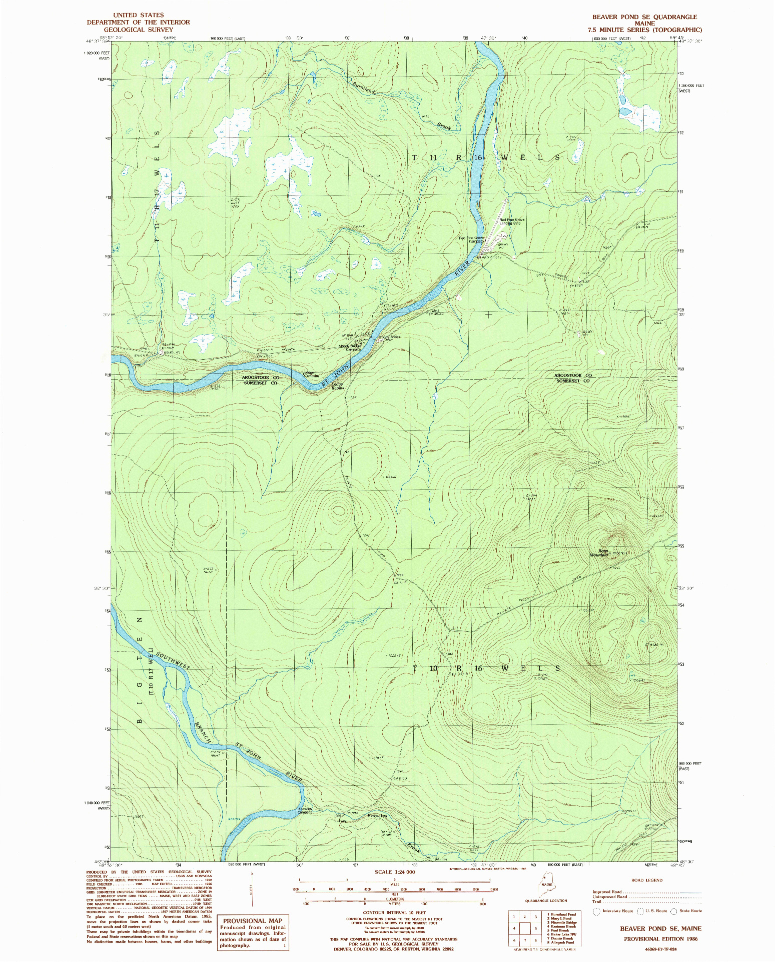 USGS 1:24000-SCALE QUADRANGLE FOR BEAVER POND SE, ME 1986