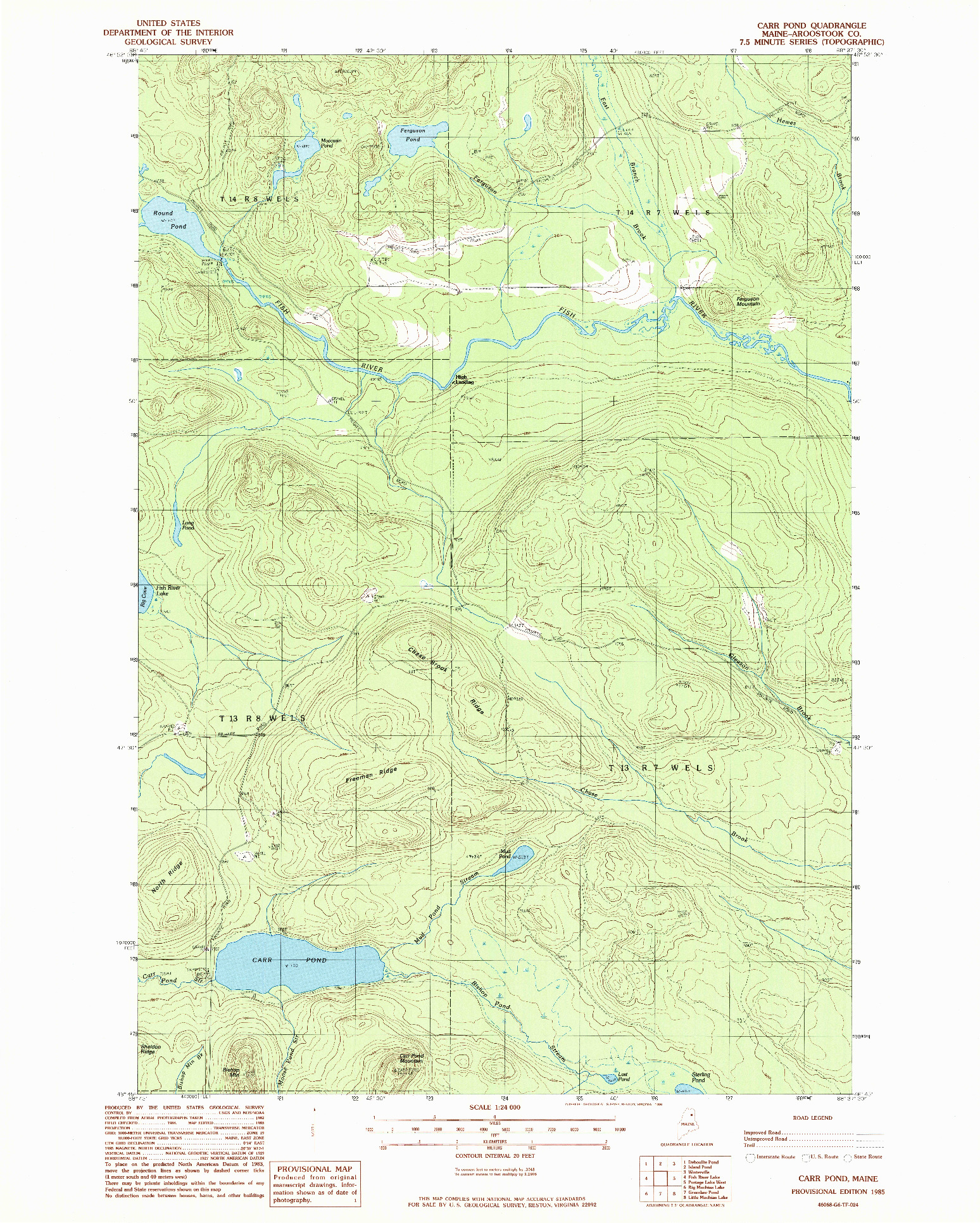 USGS 1:24000-SCALE QUADRANGLE FOR CARR POND, ME 1985