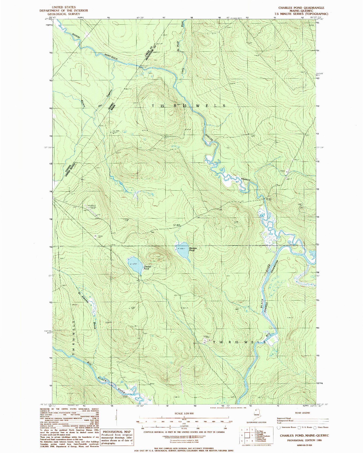 USGS 1:24000-SCALE QUADRANGLE FOR CHARLES POND, ME 1986