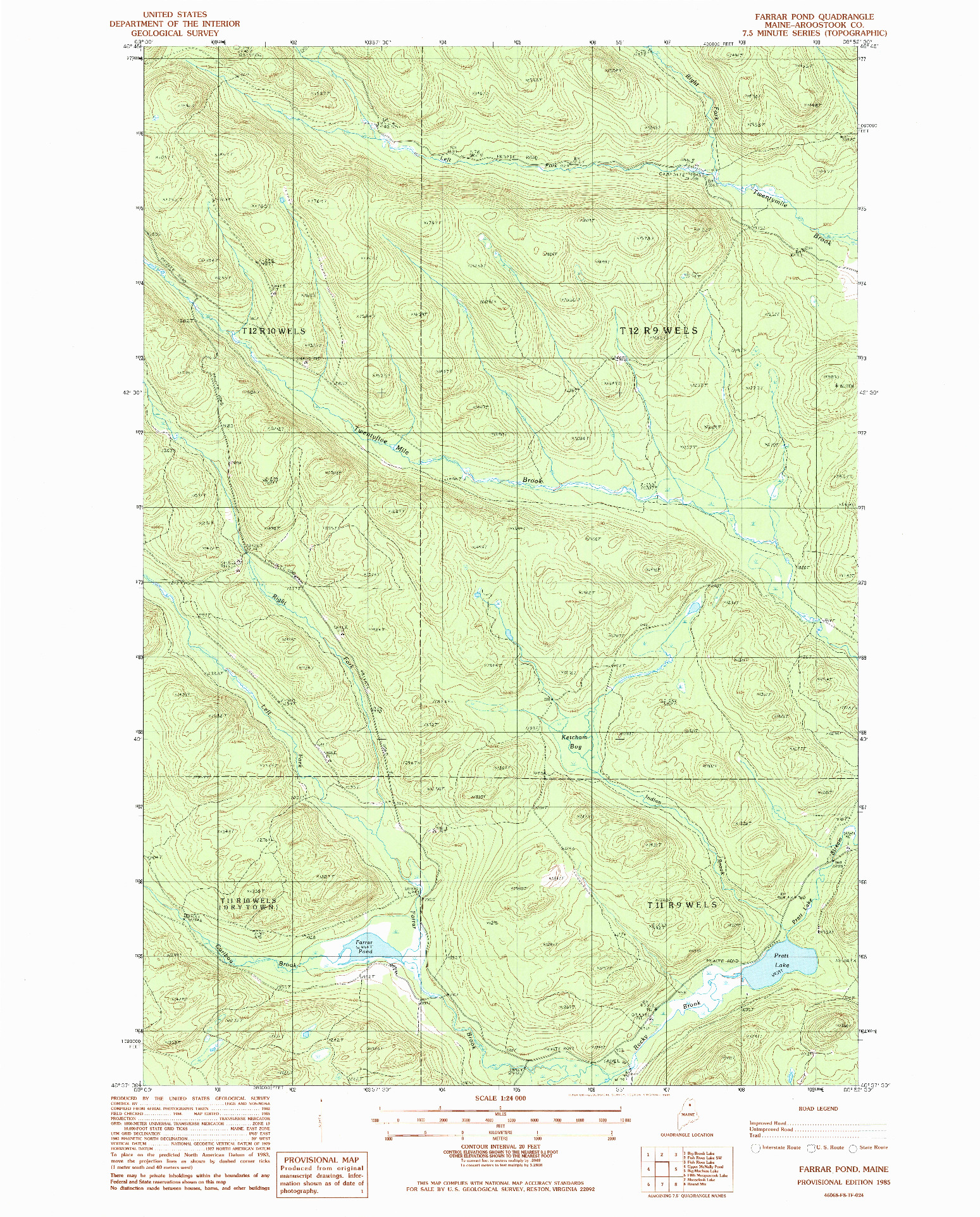USGS 1:24000-SCALE QUADRANGLE FOR FARRAR POND, ME 1985