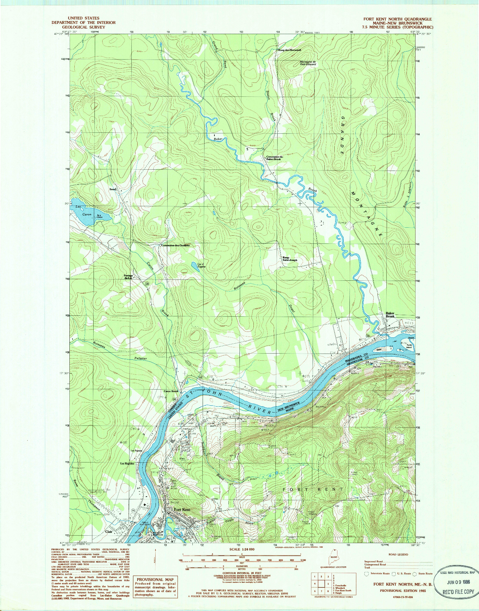 USGS 1:24000-SCALE QUADRANGLE FOR FORT KENT NORTH, ME 1985