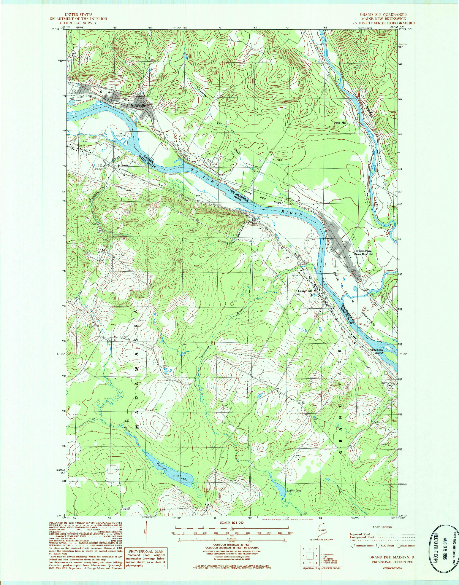 USGS 1:24000-SCALE QUADRANGLE FOR GRAND ISLE, ME 1986