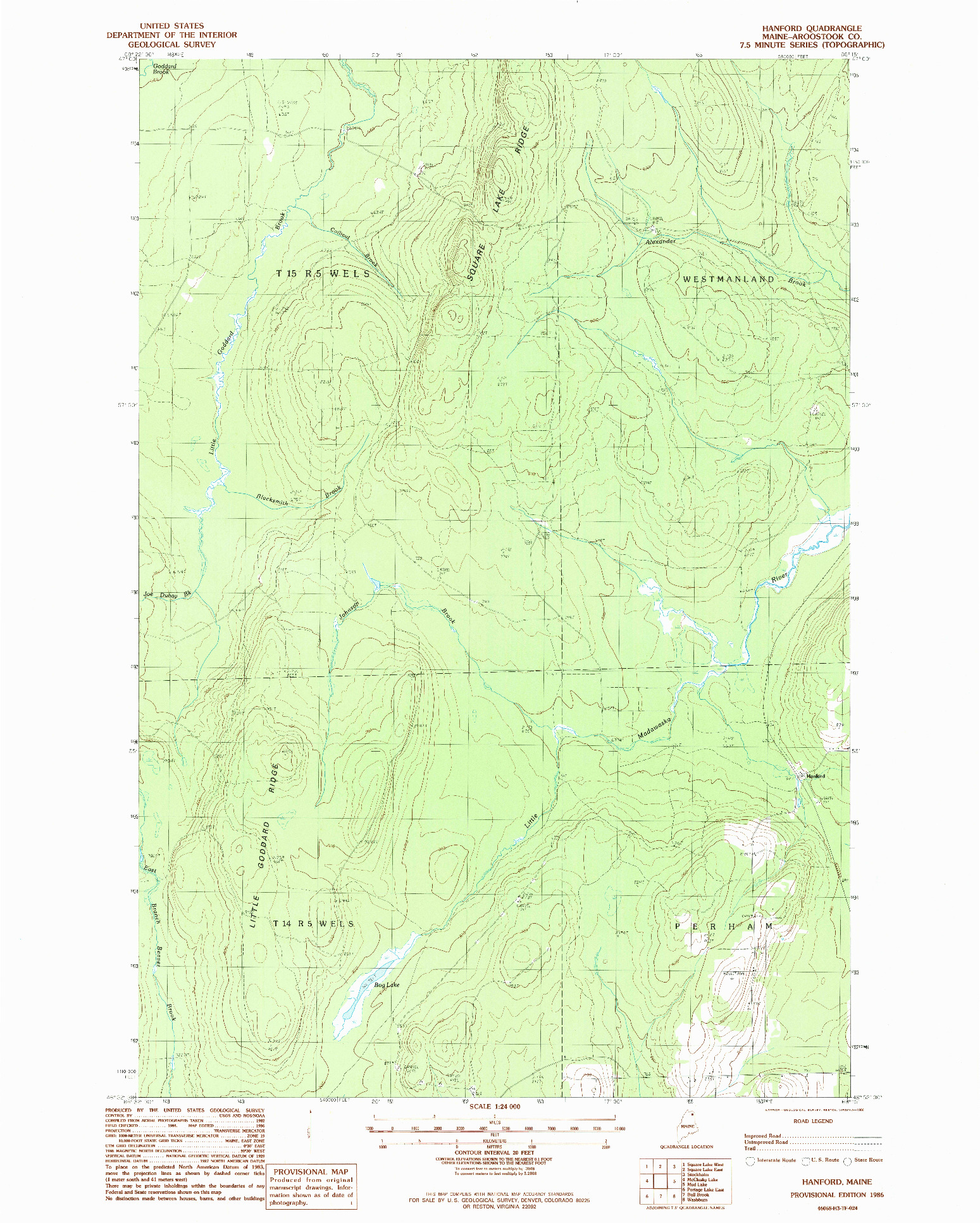 USGS 1:24000-SCALE QUADRANGLE FOR HANFORD, ME 1986