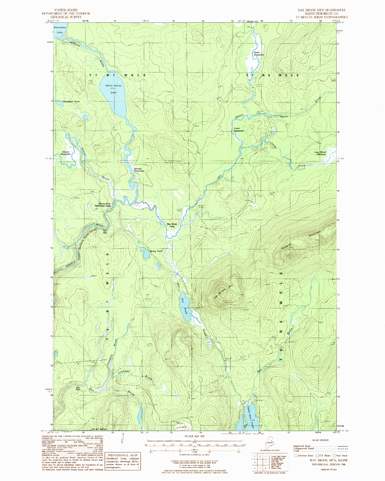 USGS 1:24000-SCALE QUADRANGLE FOR HAY BROOK MTN, ME 1986