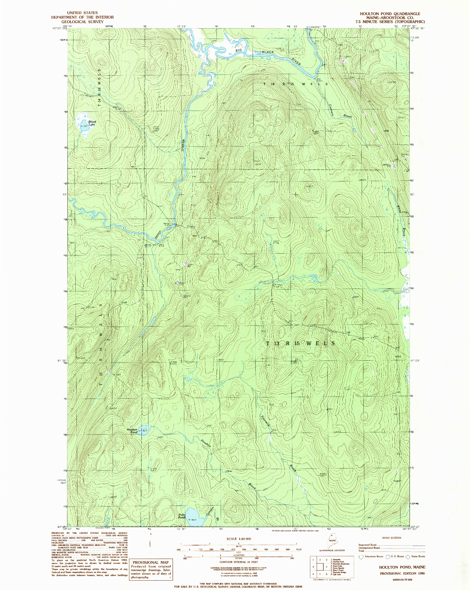 USGS 1:24000-SCALE QUADRANGLE FOR HOULTON POND, ME 1986