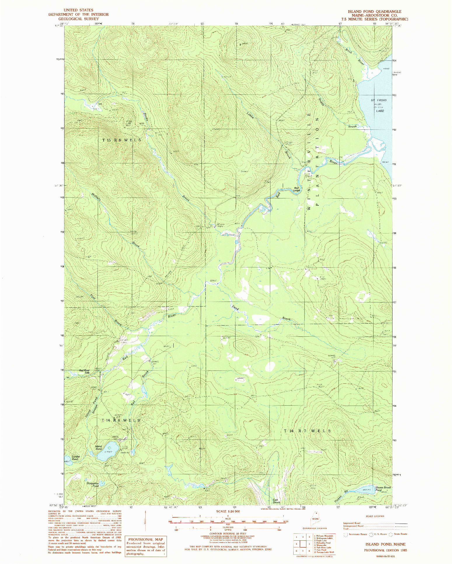 USGS 1:24000-SCALE QUADRANGLE FOR ISLAND POND, ME 1985