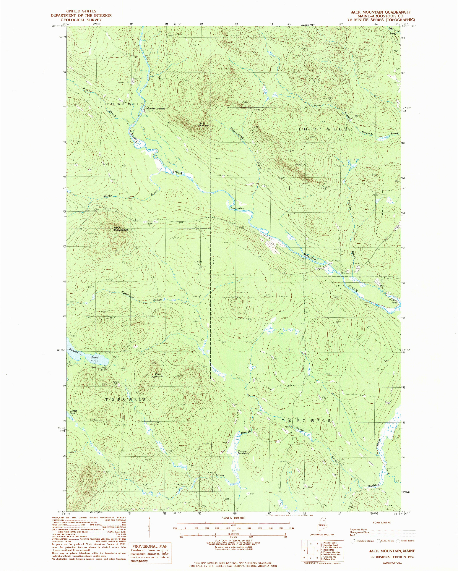 USGS 1:24000-SCALE QUADRANGLE FOR JACK MOUNTAIN, ME 1986