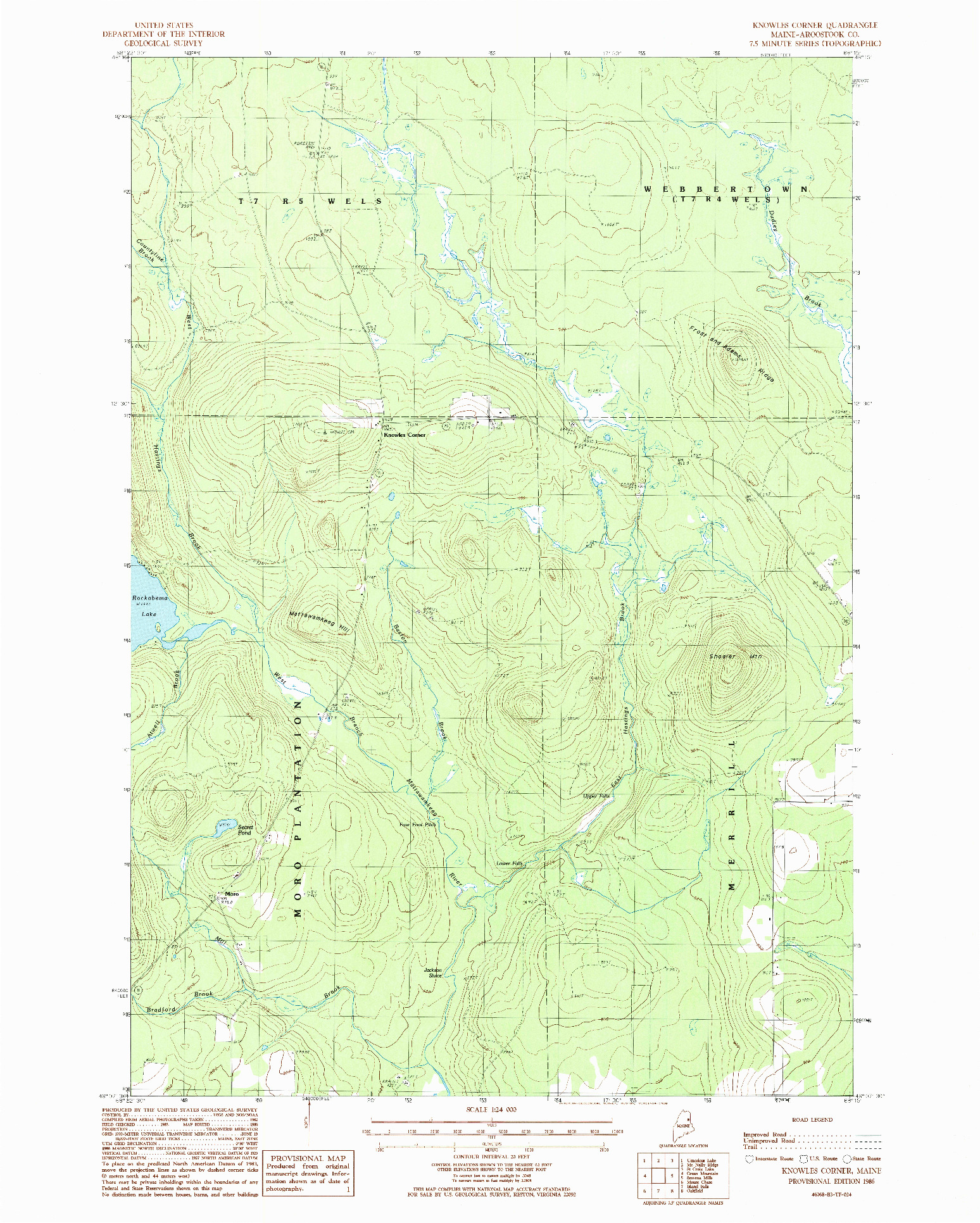 USGS 1:24000-SCALE QUADRANGLE FOR KNOWLES CORNER, ME 1986