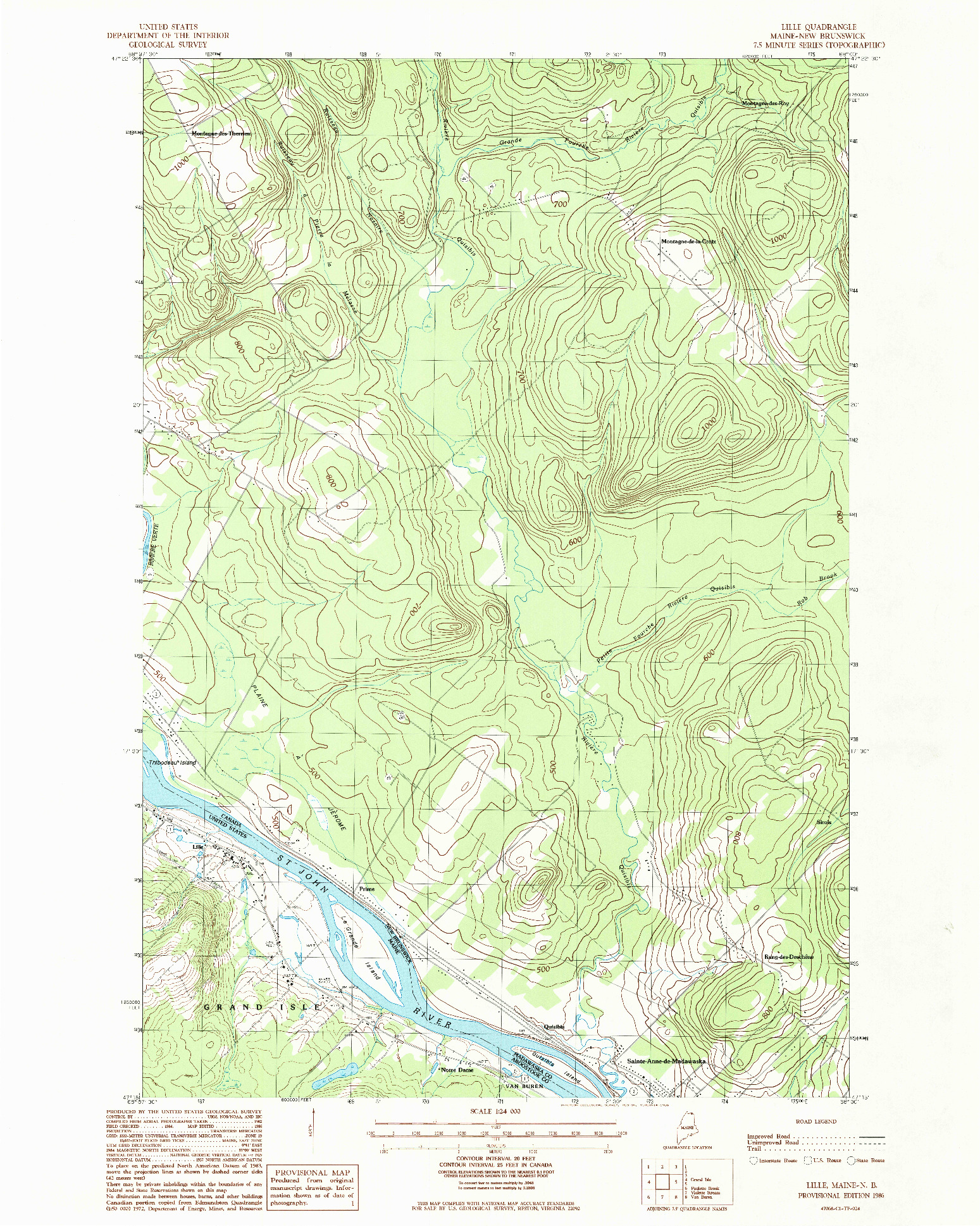 USGS 1:24000-SCALE QUADRANGLE FOR LILLE, ME 1986